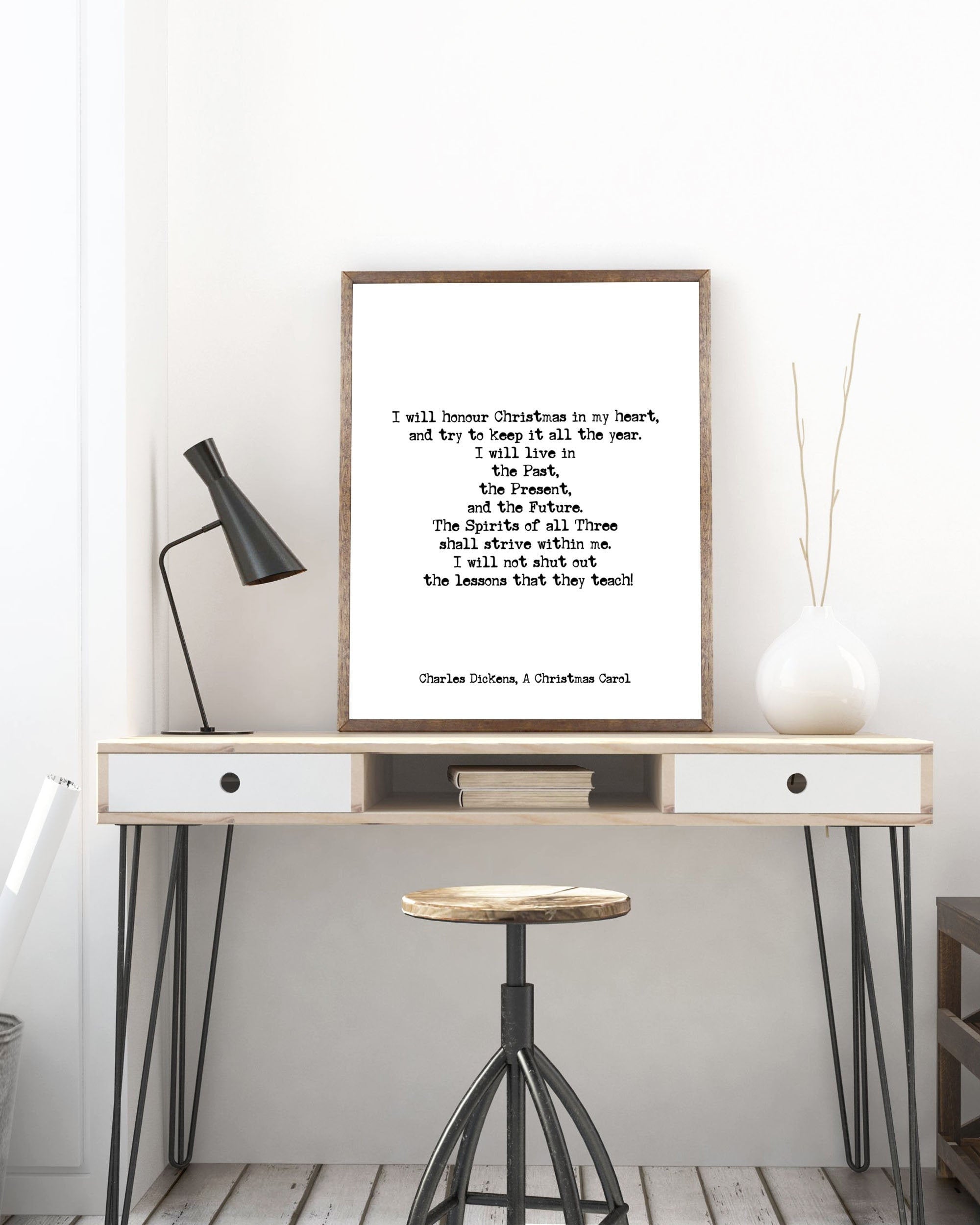 A Christmas Carol Wall Art Quote Print, Charles Dickens Black And White Print
