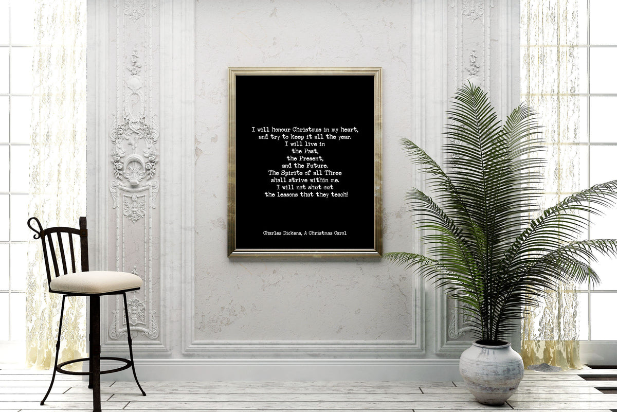A Christmas Carol Charles Dickens Literary Decor Print - Framed or Unframed