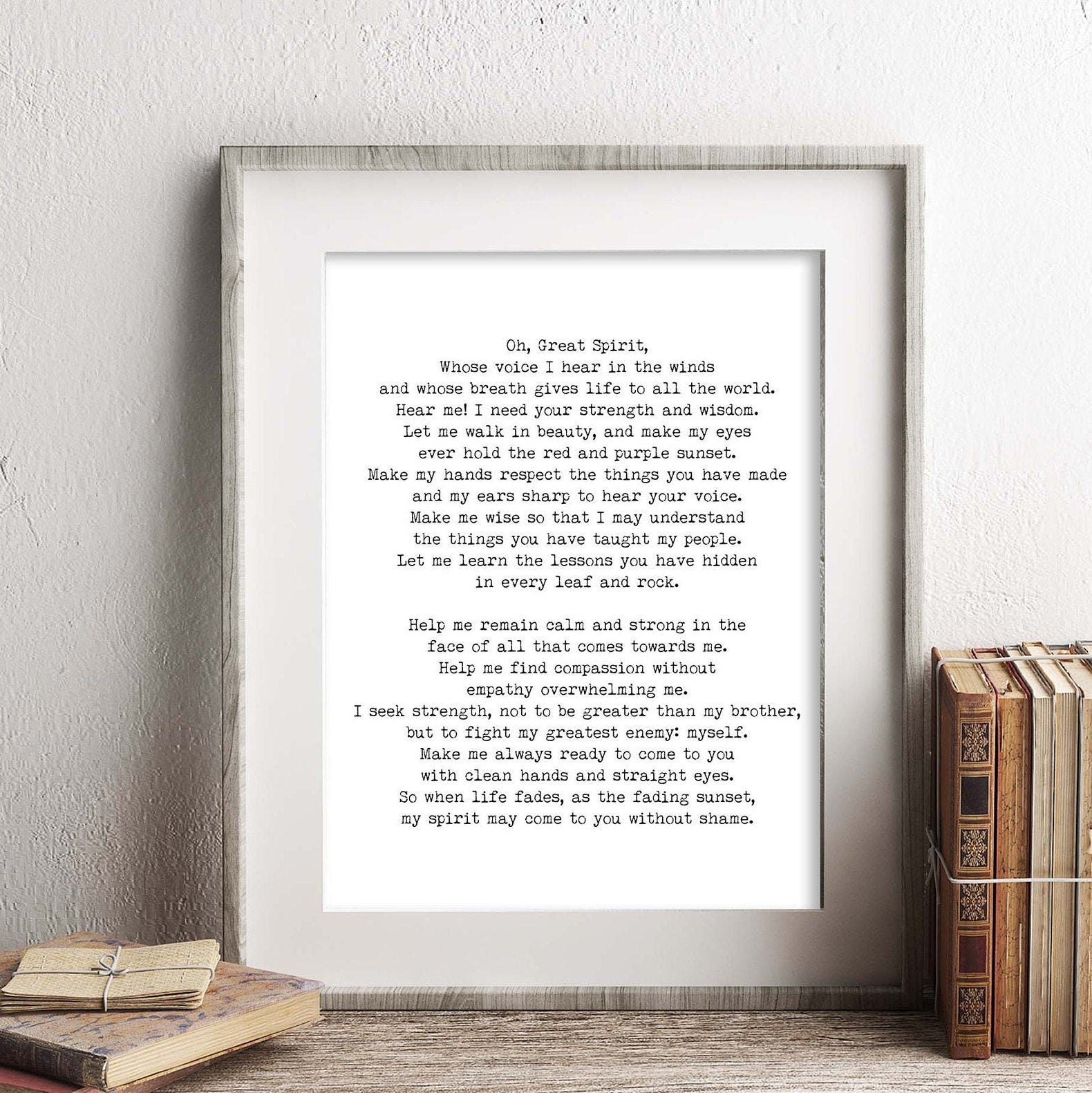 Oh Great Spirit Native American Spiritual Quote Prayer Wall Art Print