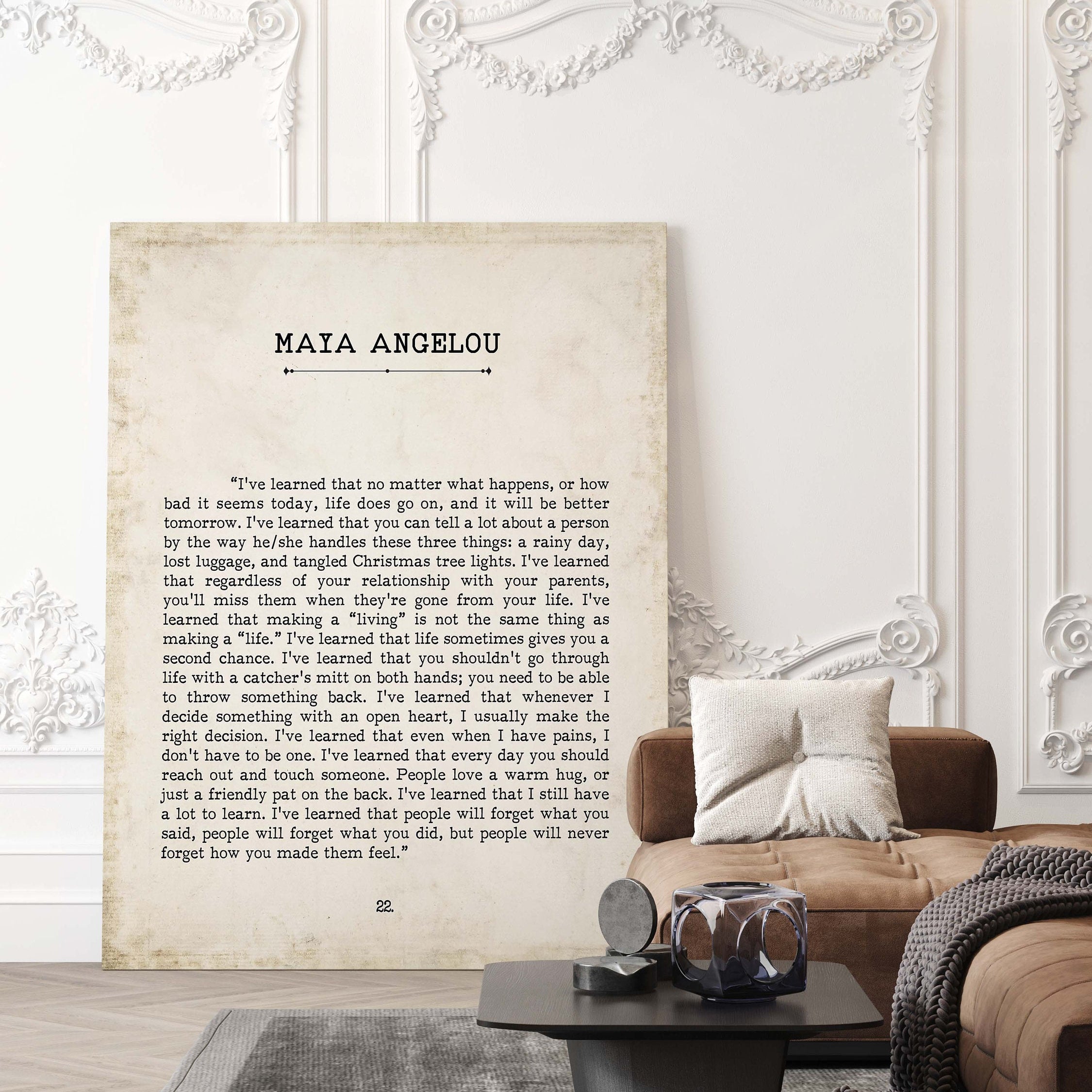 I've Learned Maya Angelou Book Page Inspirational Wall Art, Vintage Style