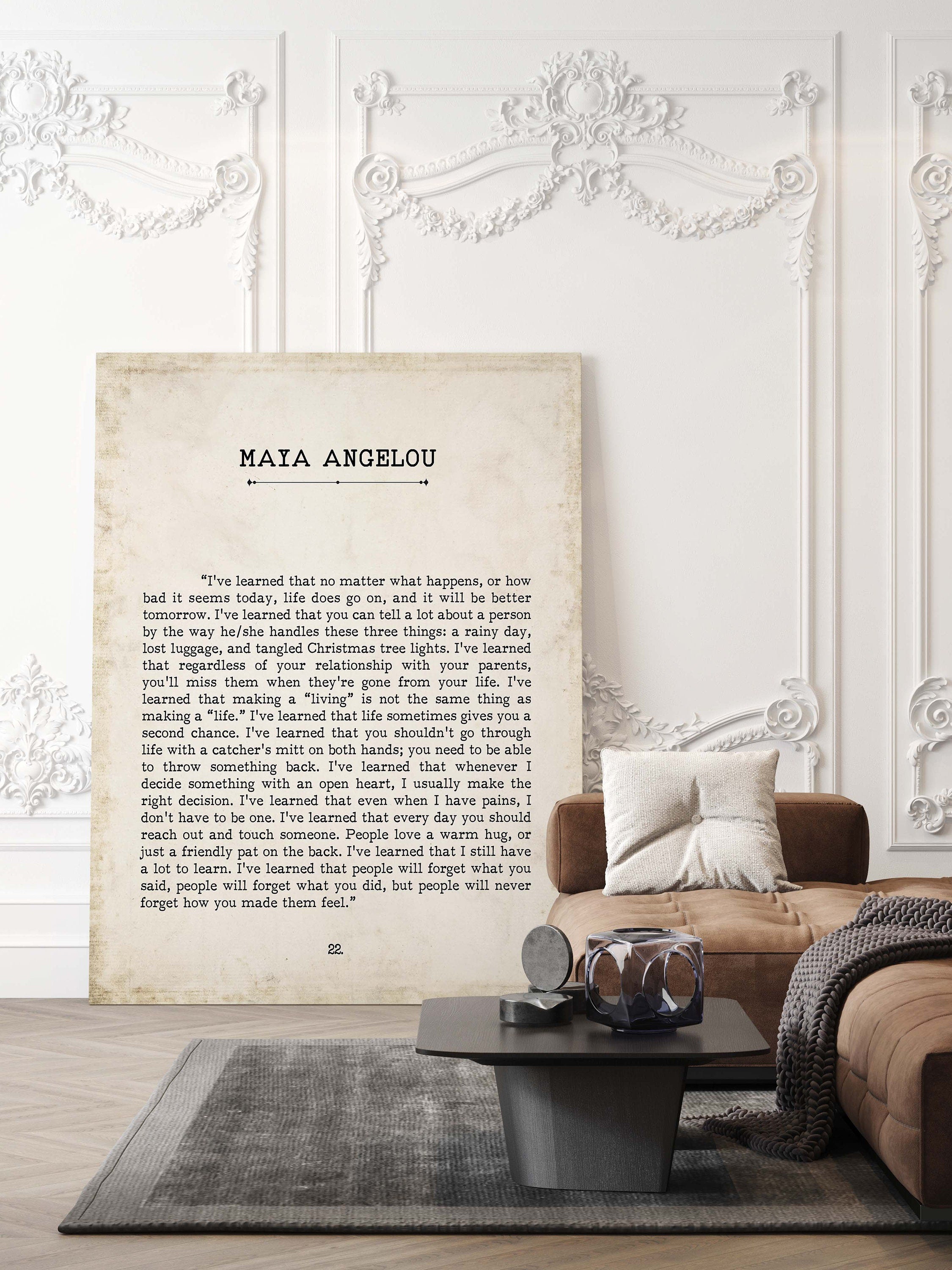 I've Learned Maya Angelou Book Page Inspirational Wall Art, Vintage Style