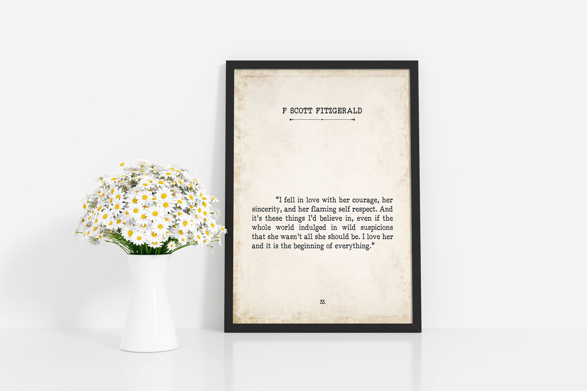 F Scott Fitzgerald Quote "I Love Her" - Book Page Style Wall Art Decor