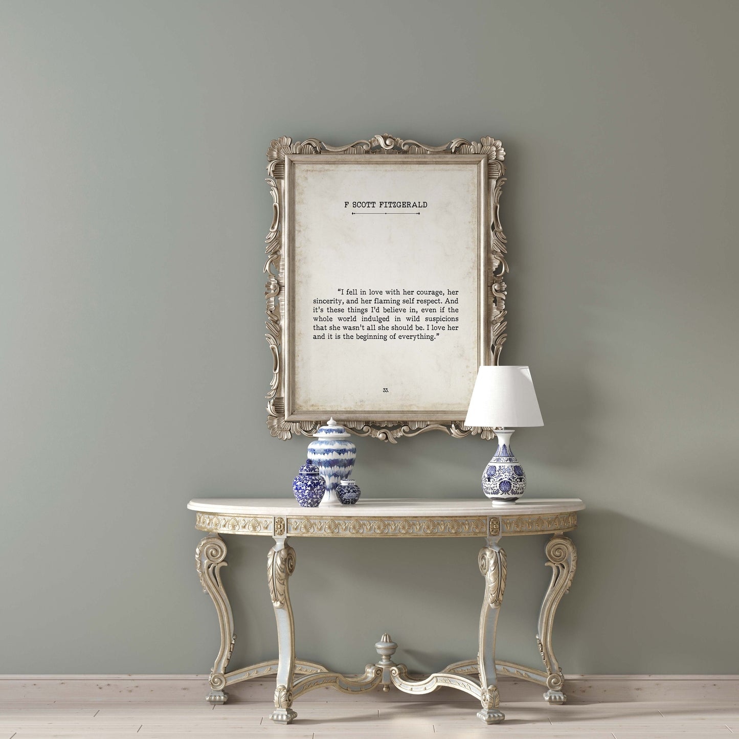 F Scott Fitzgerald Quote "I Love Her" - Book Page Style Wall Art Decor