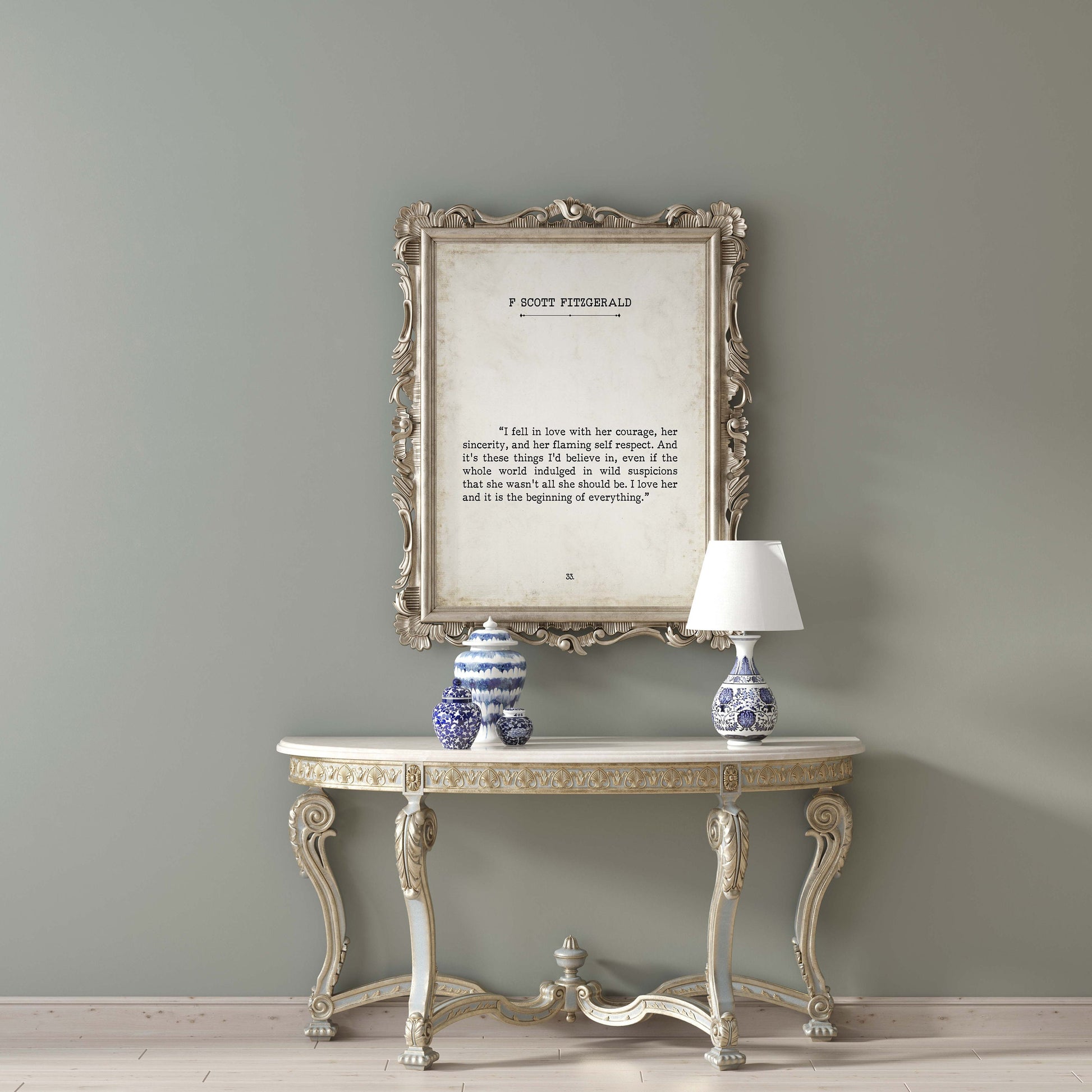 F Scott Fitzgerald Quote "I Love Her" - Book Page Style Wall Art Decor