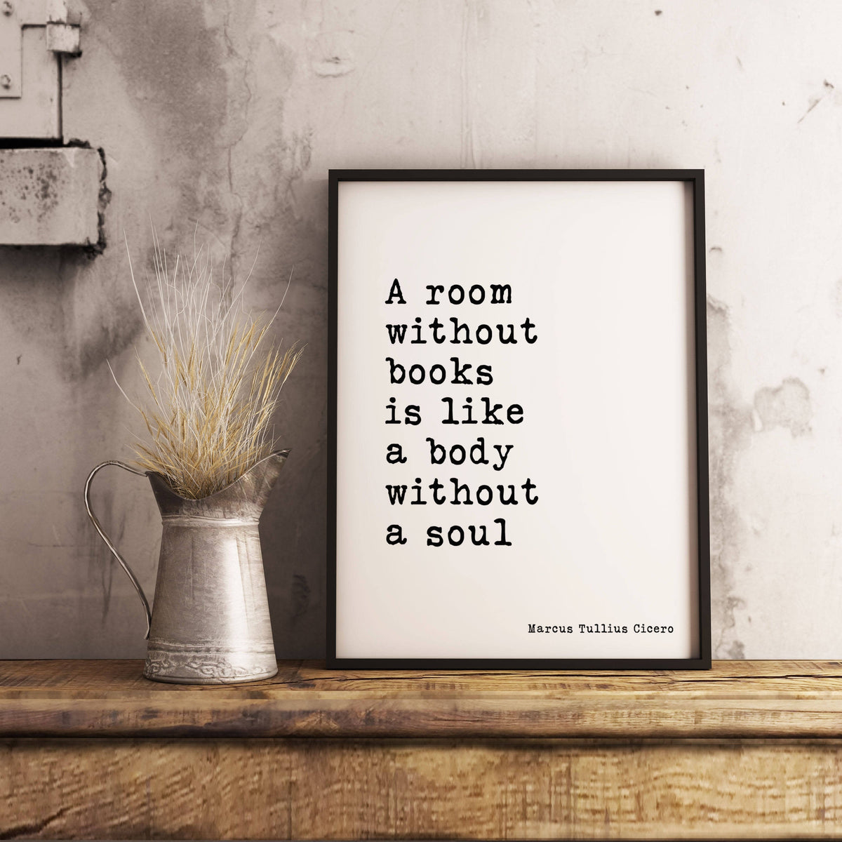 Cicero Quote Print – Book Lover Wall Art in Typewriter Font, Framed