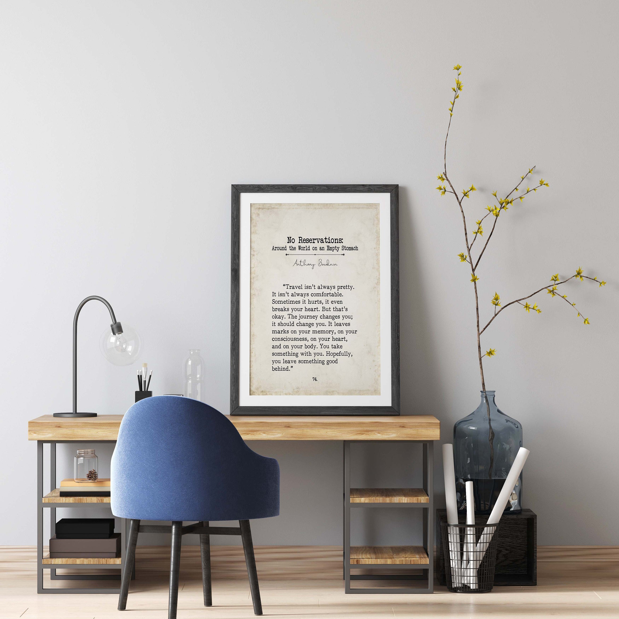 Anthony Bourdain Travel Quote Inspiring Print Book Page Style Art - Framed & Unframed Decor