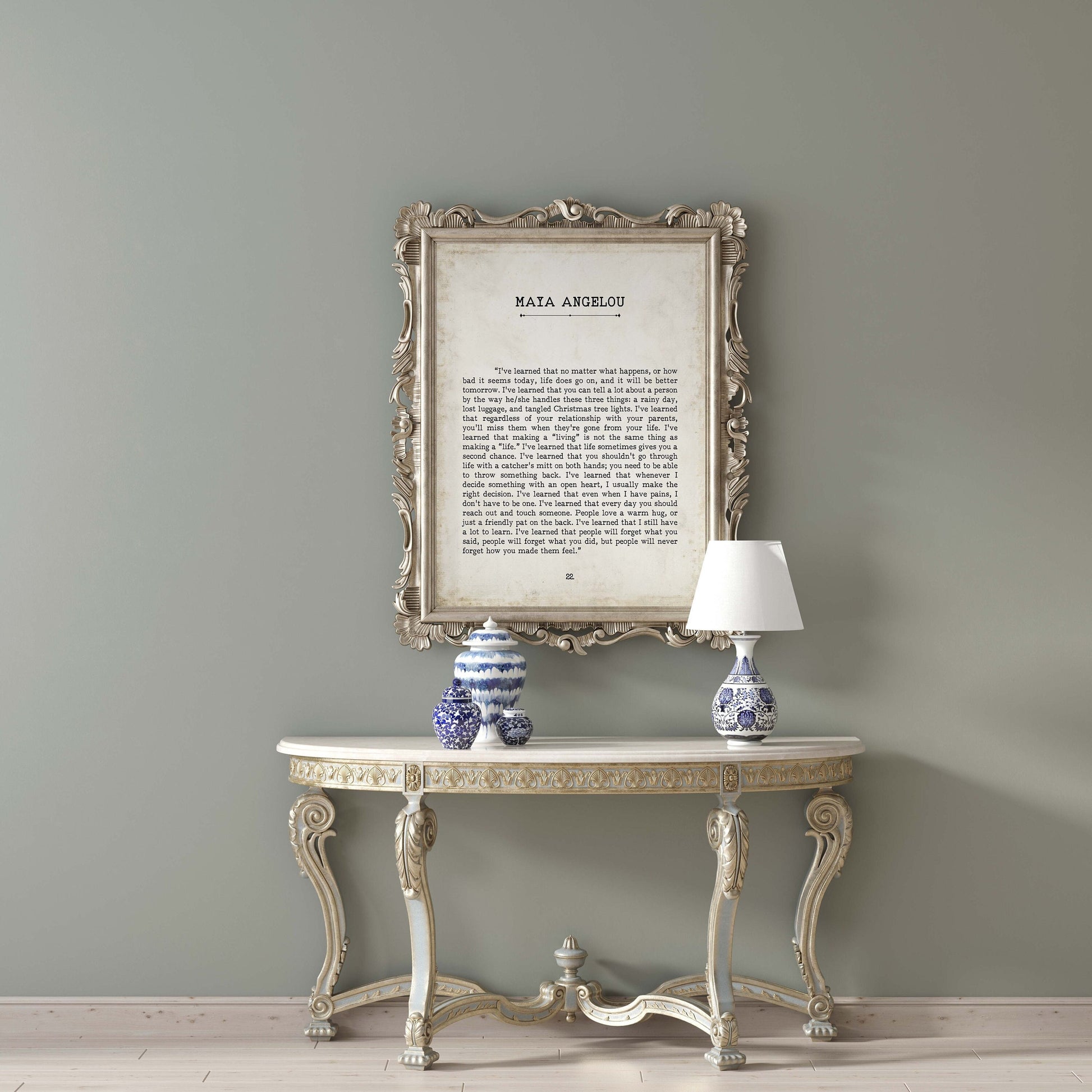 I've Learned Maya Angelou Book Page Inspirational Wall Art, Vintage Style
