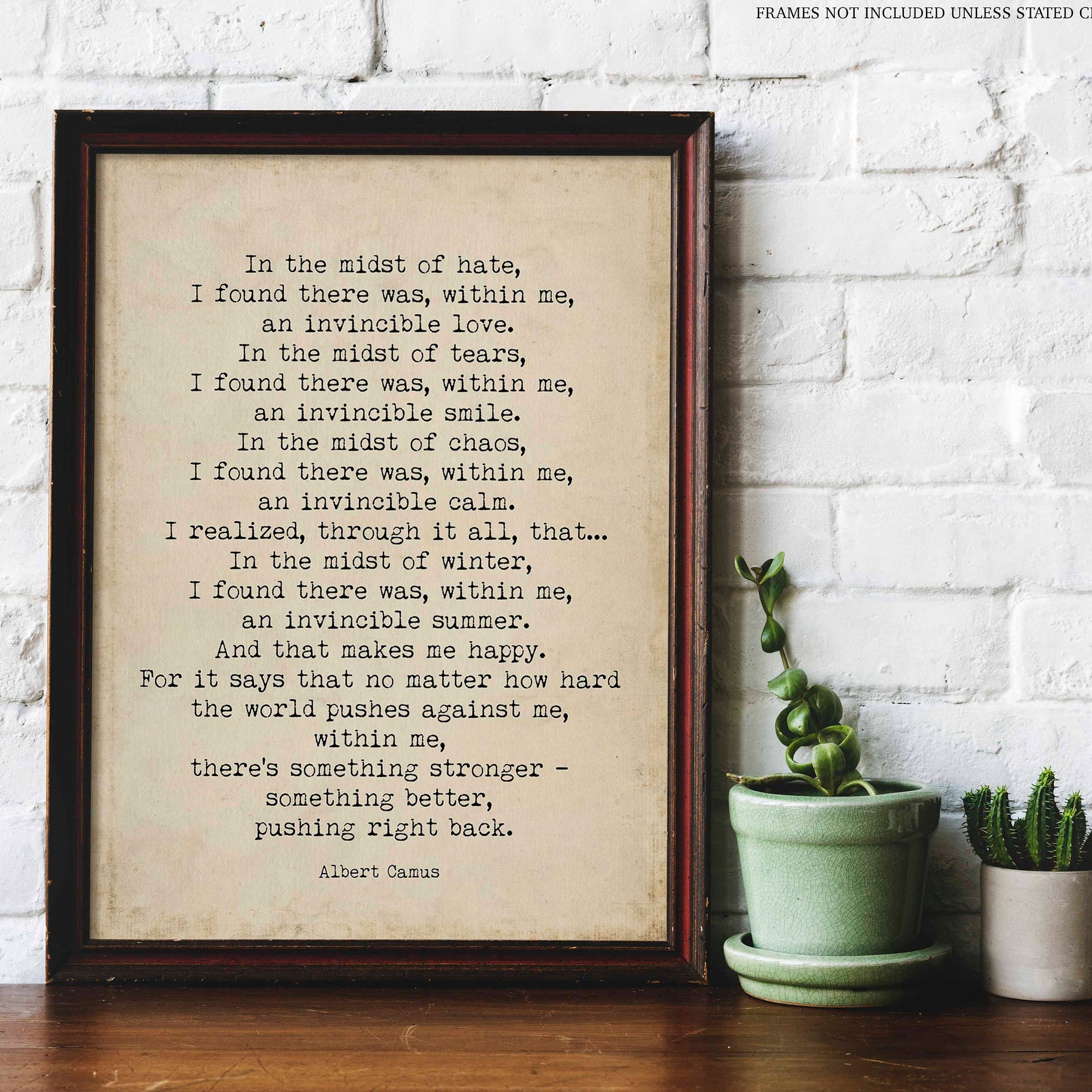 PRINTABLE Albert Camus Invincible Summer Vintage Page Background, Inspirational Artwork