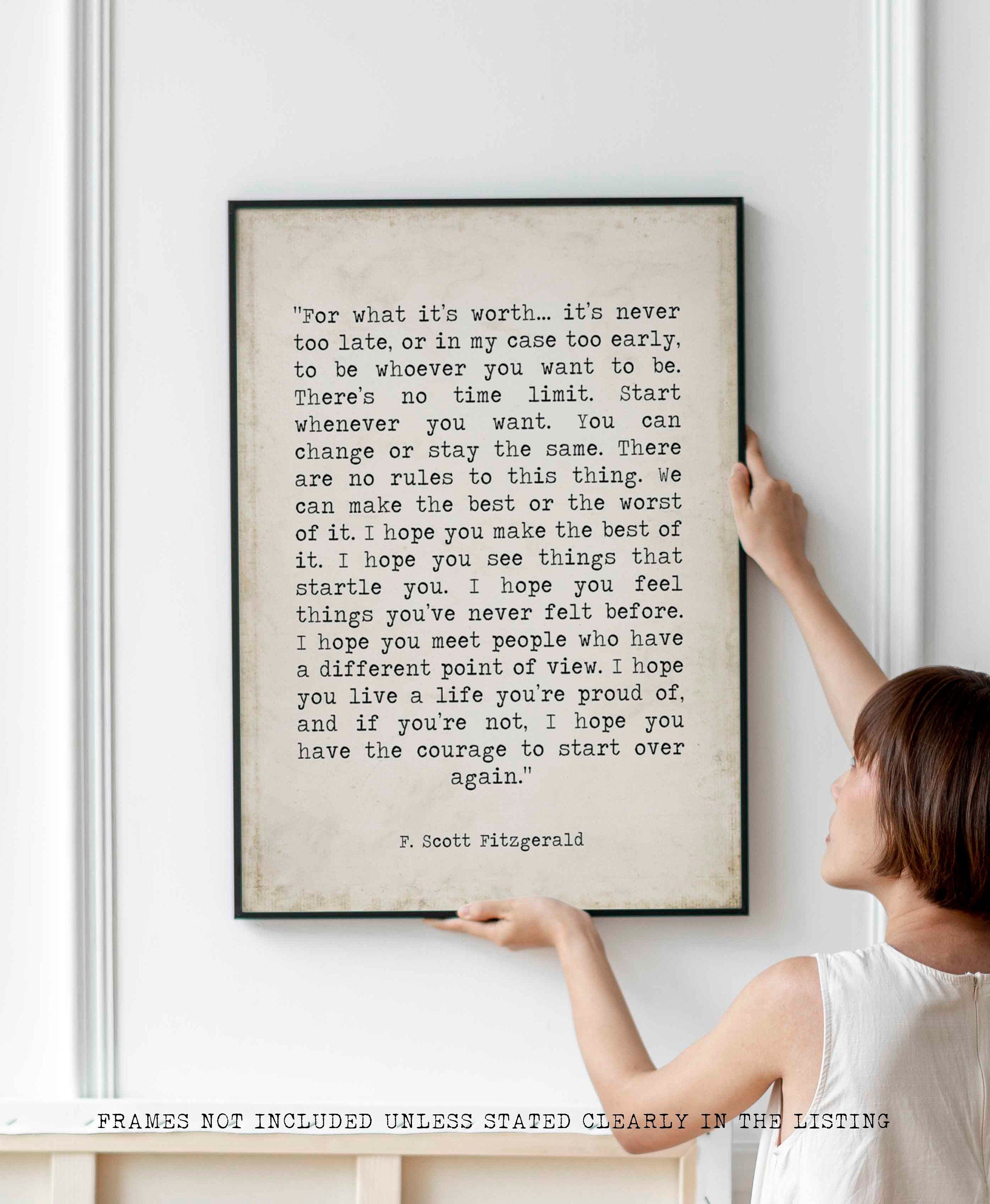PRINTABLE F Scott Fitzgerald For What It's Worth Quote Inspirational Print Gift, Vintage page Typography Quote Print INSTANT DOWNLOAD