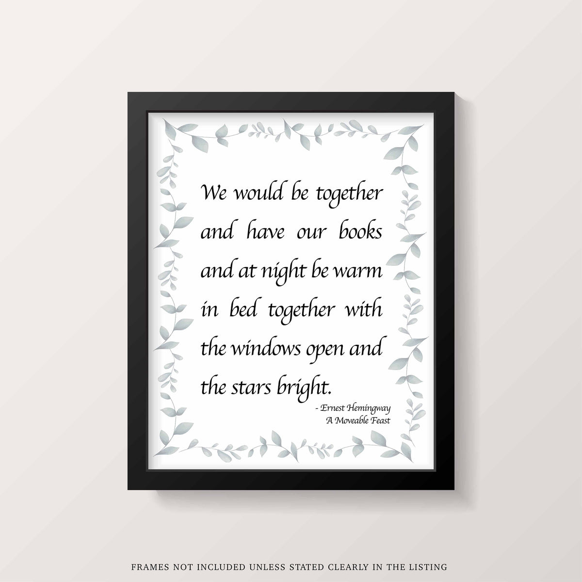 Ernest Hemingway Quote Print – Romantic Literary Wall Art