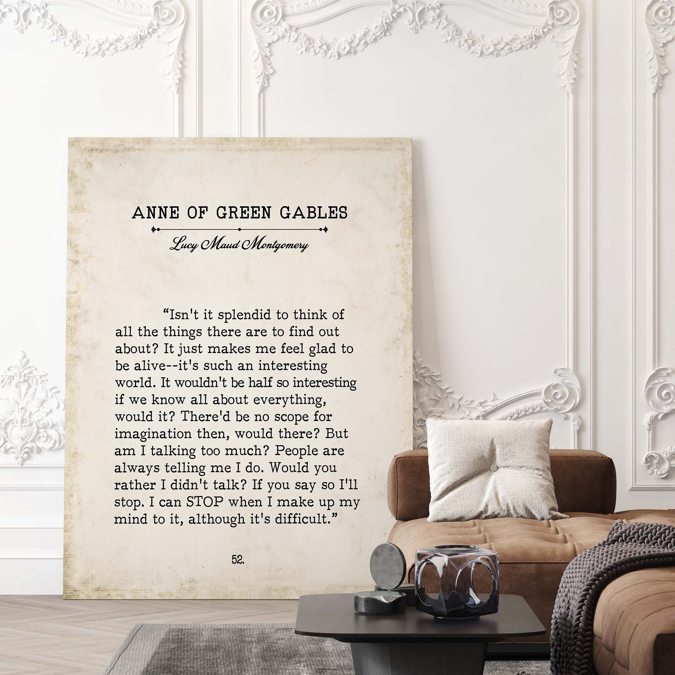 L M Montgomery Book Page Inspirational Wall Art, Anne of Green Gables Quote Vintage Style Print Wall Decor