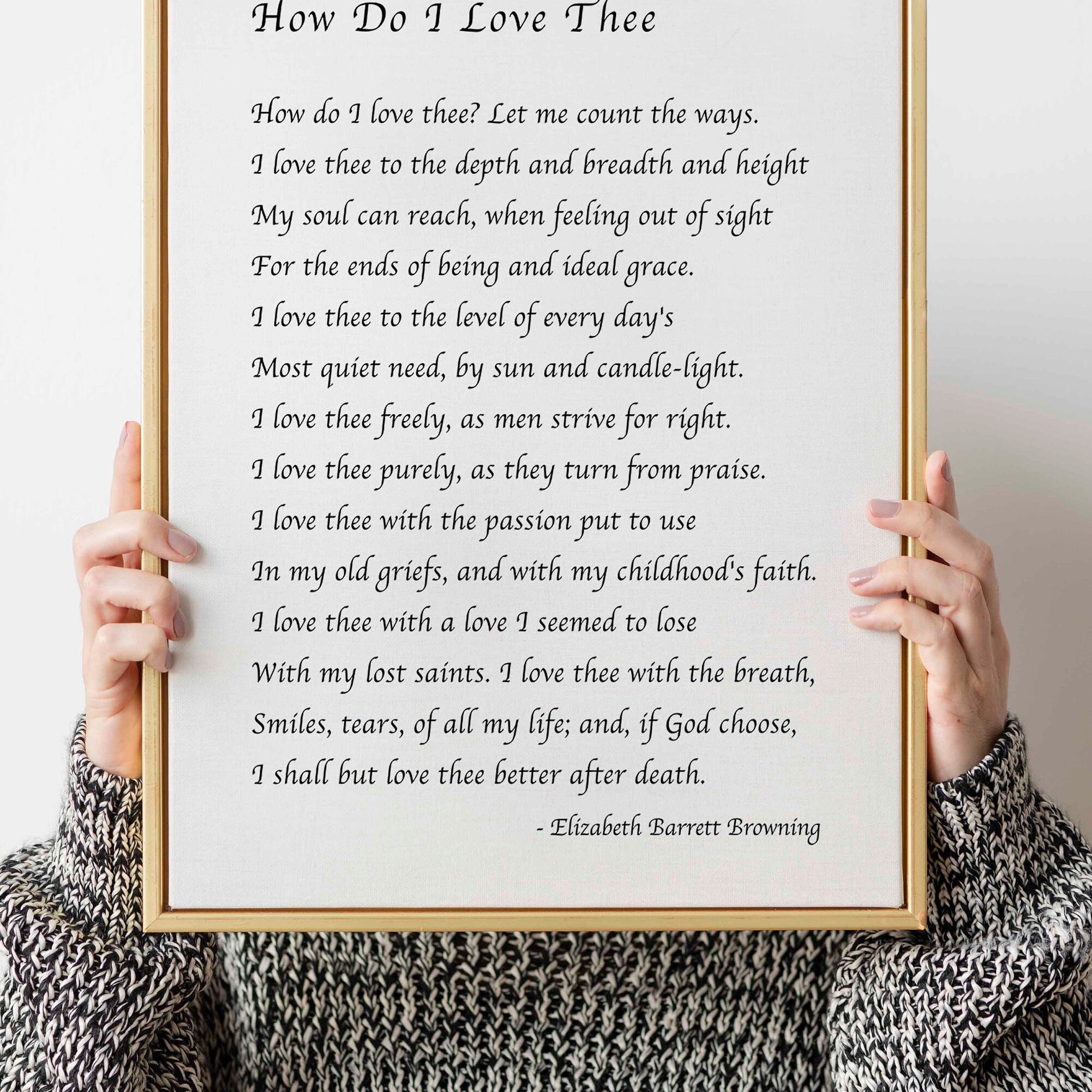 Elizabeth Barrett Browning, How Do I Love Thee Poetry Quote Art