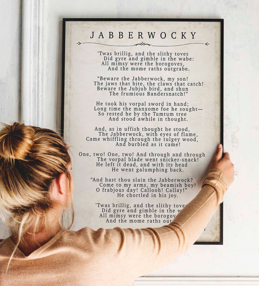 Jabberwocky Poem Print Lewis Carroll Literary Wall Art
