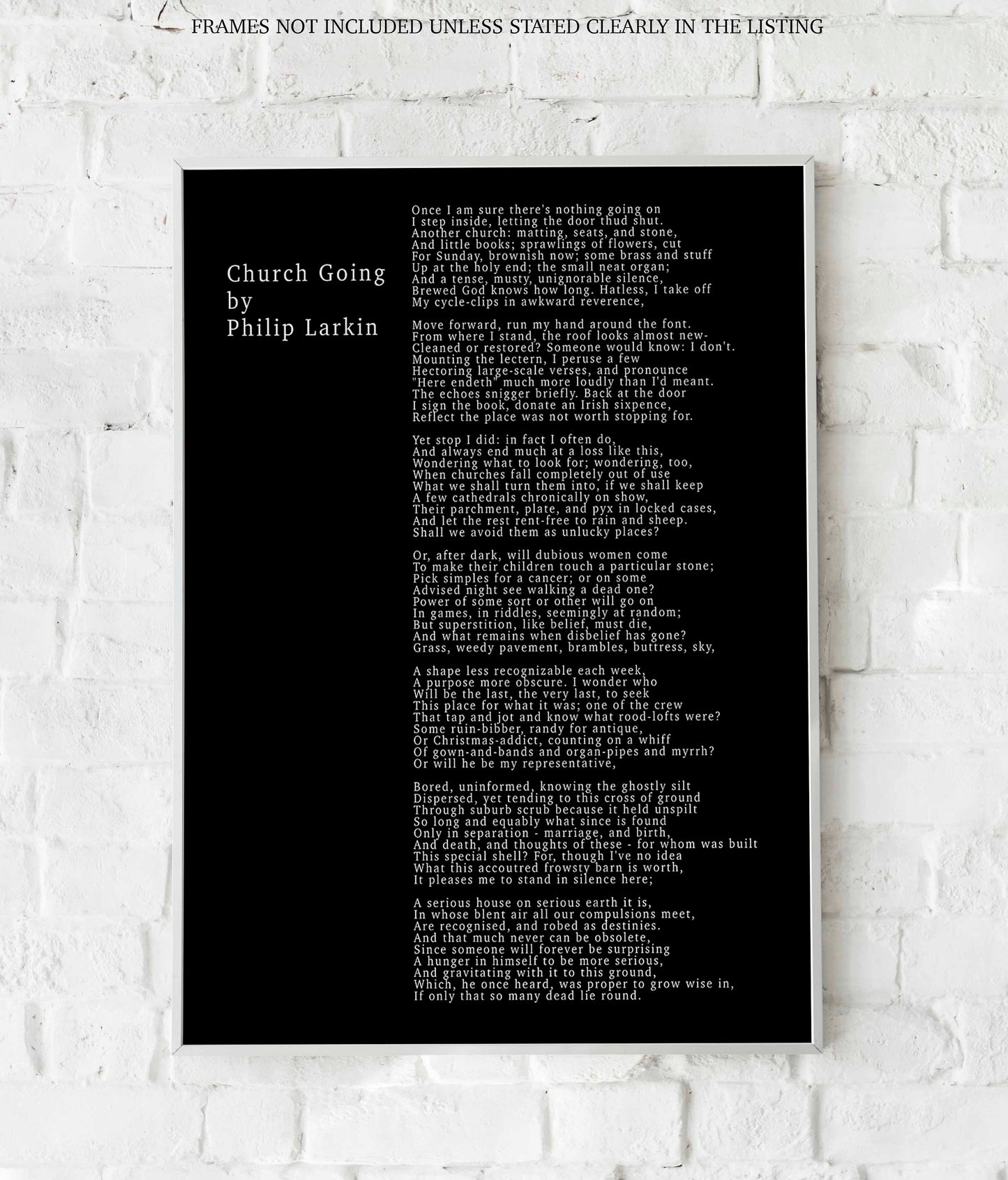 Philip Larkin Church Going Poem Print • Typewriter Style Literary Wall Art • Minimalist Black White Poetry Poster • British Poet Gift