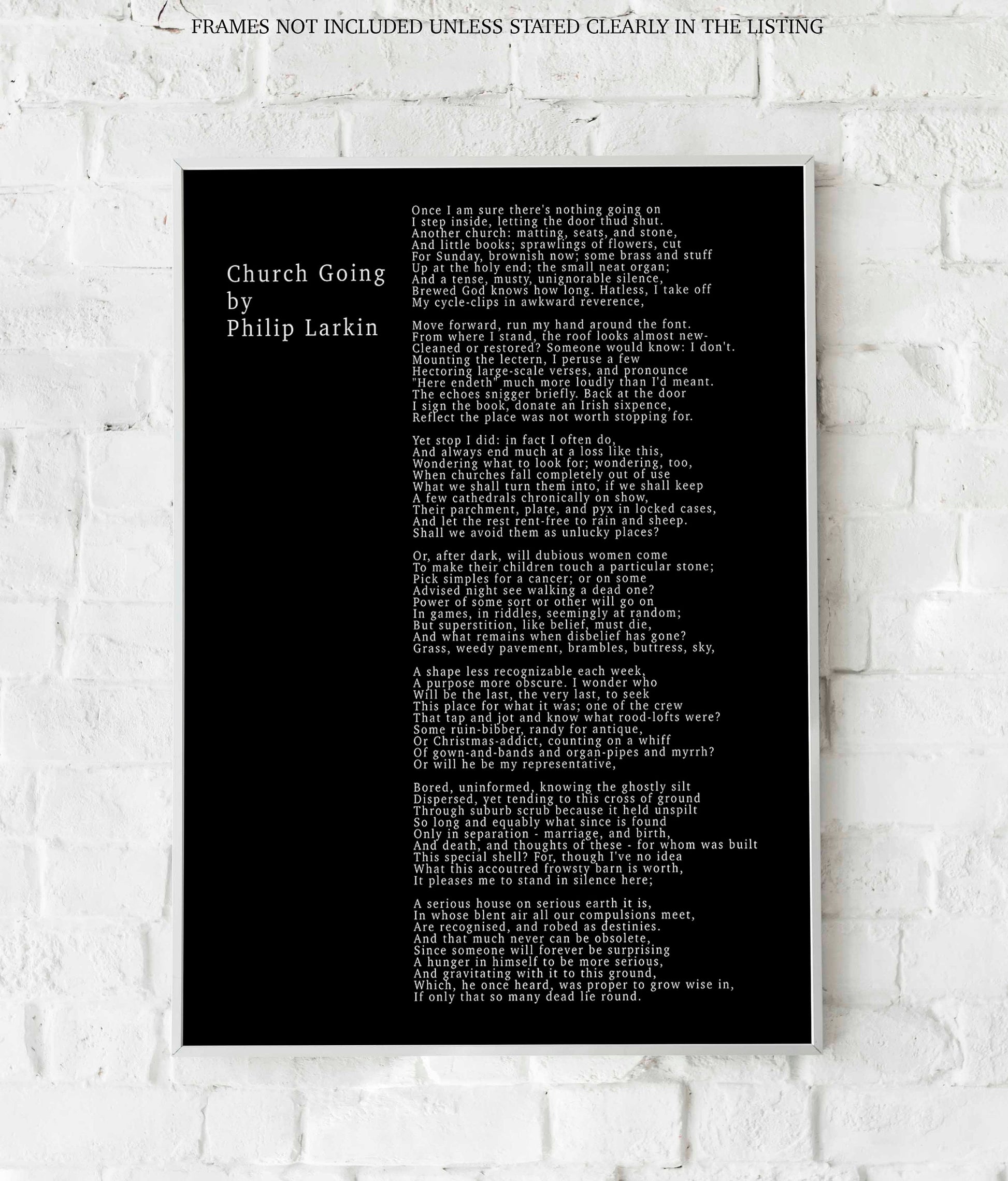 Philip Larkin Church Going Poem Print • Typewriter Style Literary Wall Art • Minimalist Black White Poetry Poster • British Poet Gift