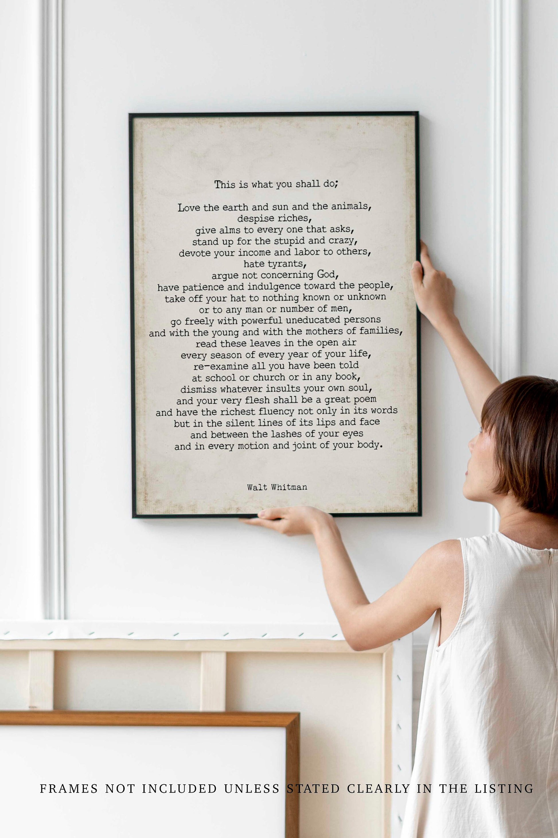 Walt Whitman Leaves of Grass Print, This Is What You Shall Do Poem in Vintage Background