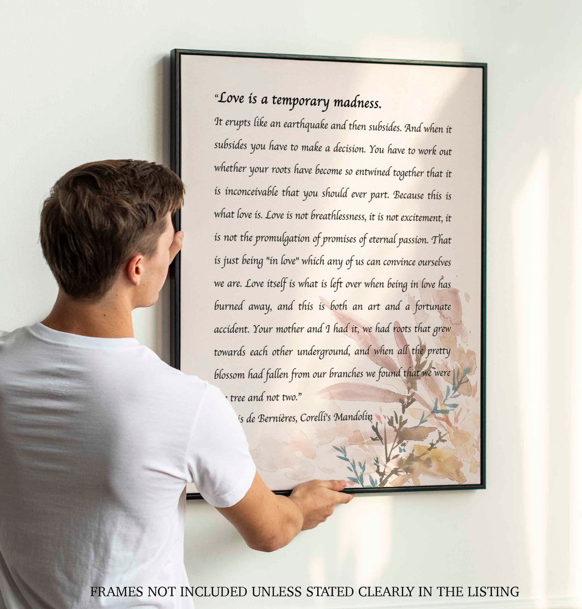 Love Poem one tree not two Captain Corelli Mandolin Love is a temporary madness wedding reading, Louis de Bernières