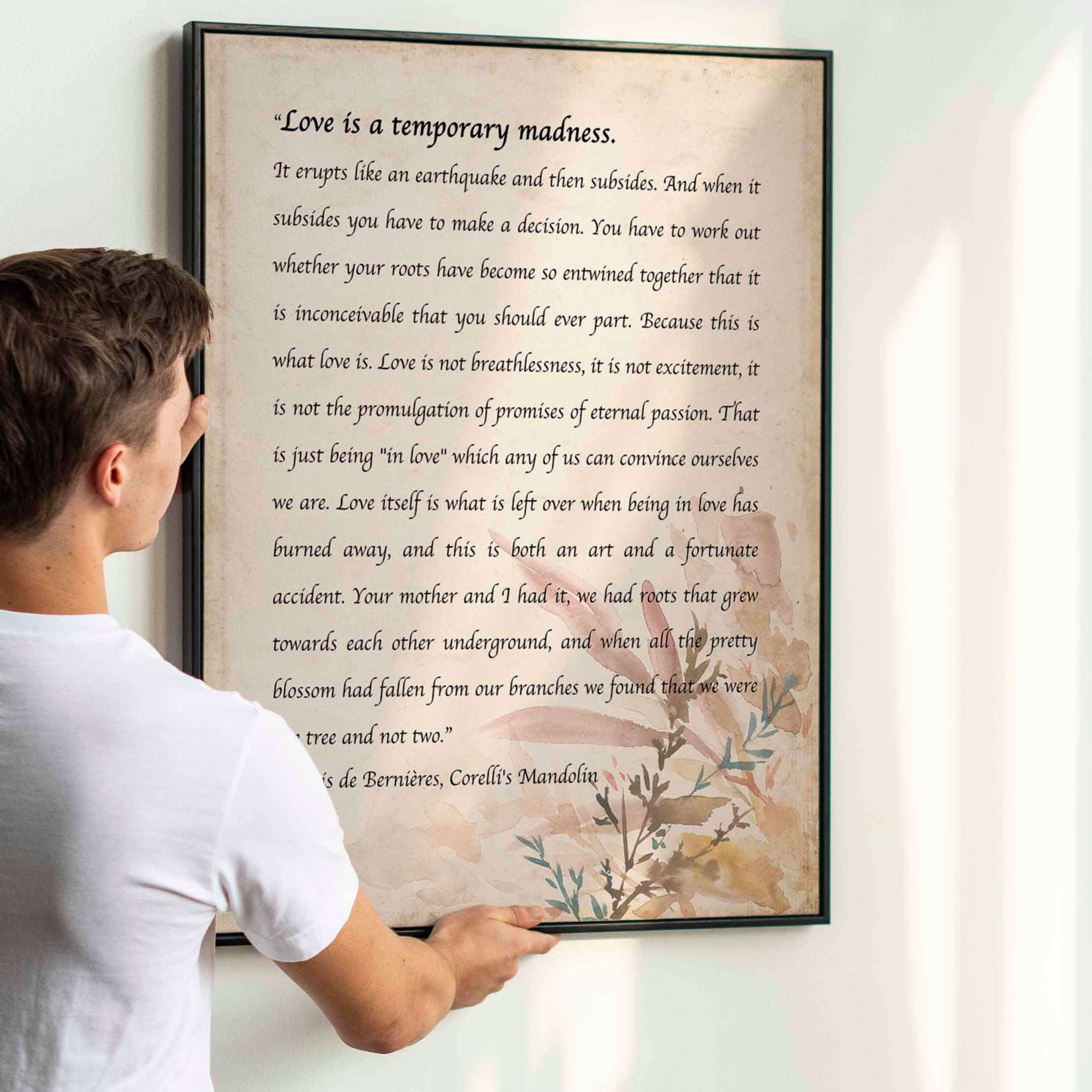 Love Poem one tree not two Captain Corelli Mandolin Love is a temporary madness wedding reading, Louis de Bernières