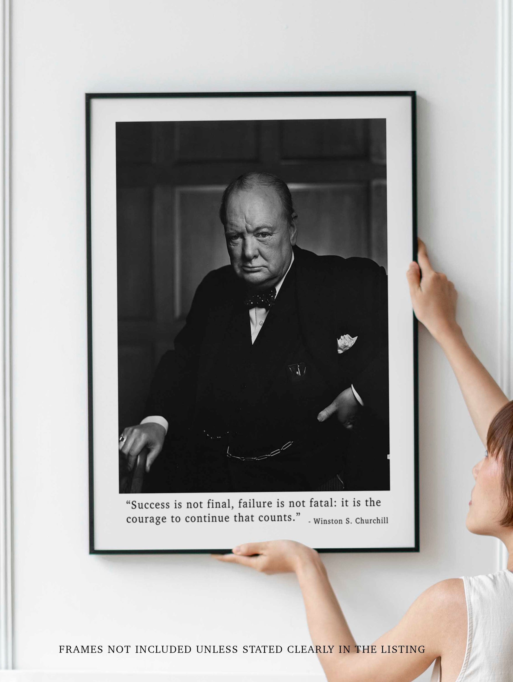 Winston Churchill Quote Print, Success Is Not Final, Failure Is Not Fatal Life Quote Modern Minimalist Art Inspirational