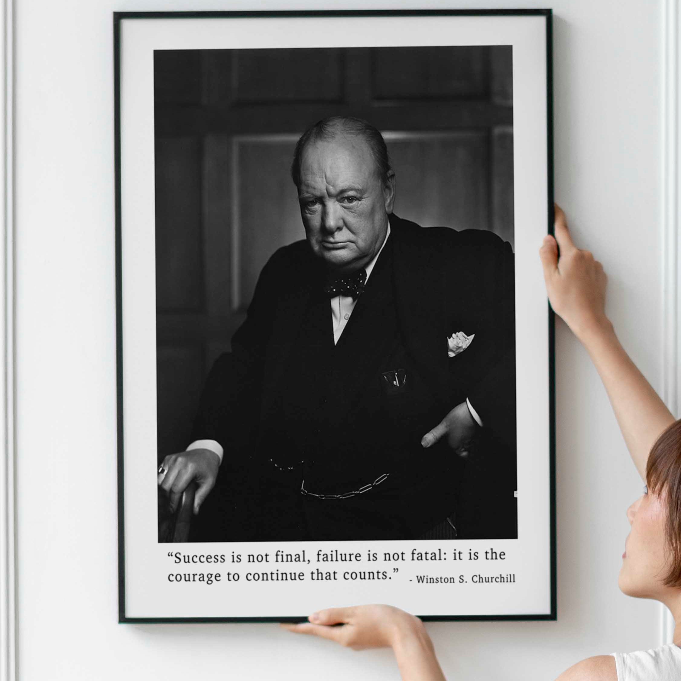 Winston Churchill Quote Print, Success Is Not Final, Failure Is Not Fatal Life Quote Modern Minimalist Art Inspirational