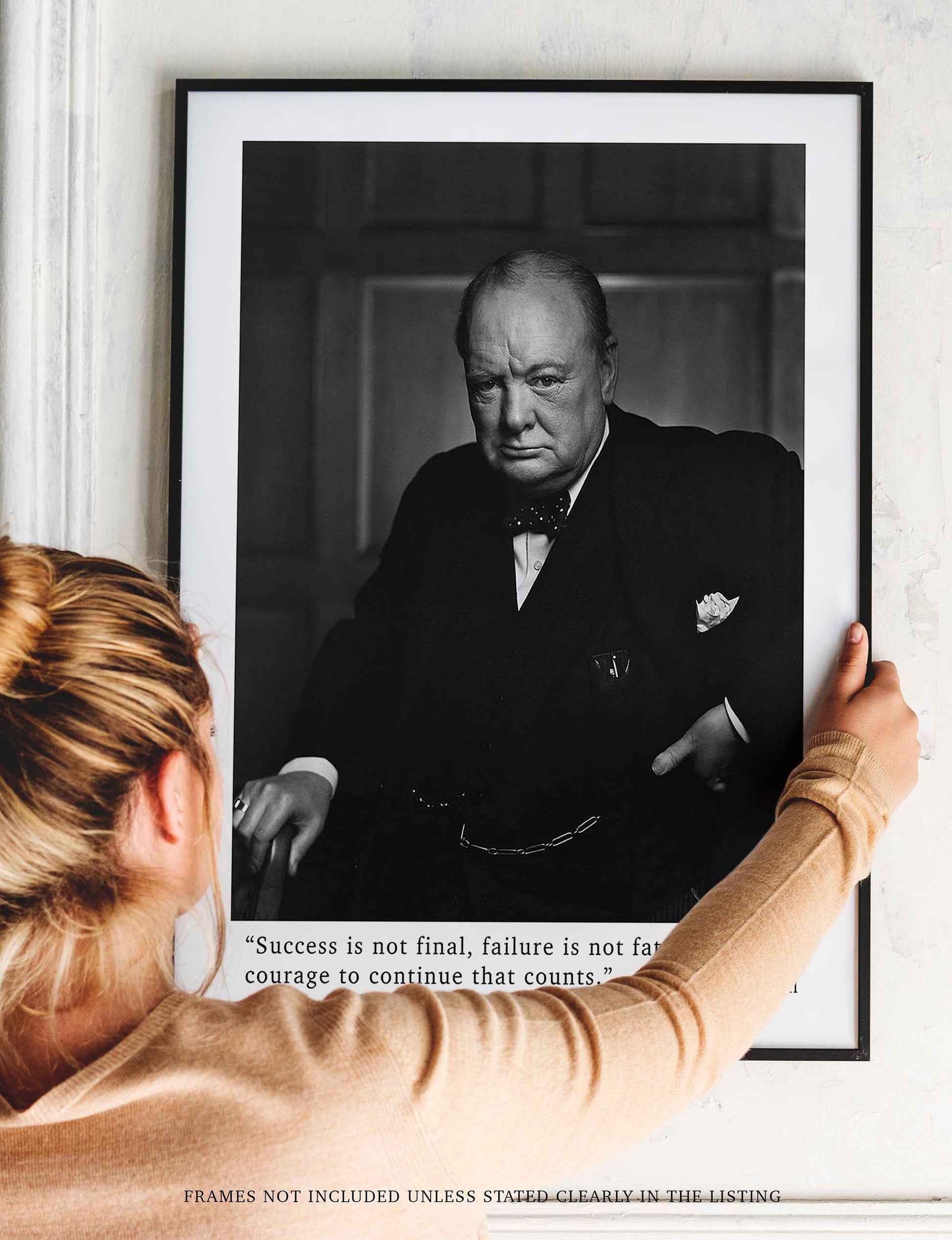 Winston Churchill Quote - Success Is Not Final, Failure Is Not Fatal Framed or Unframed Art Print
