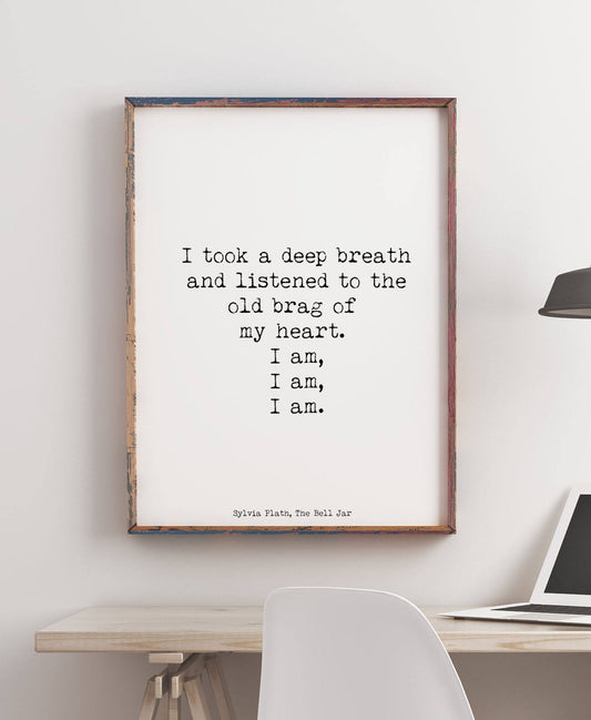 Sylvia Plath Literary Quote, The Bell Jar Plath quote print