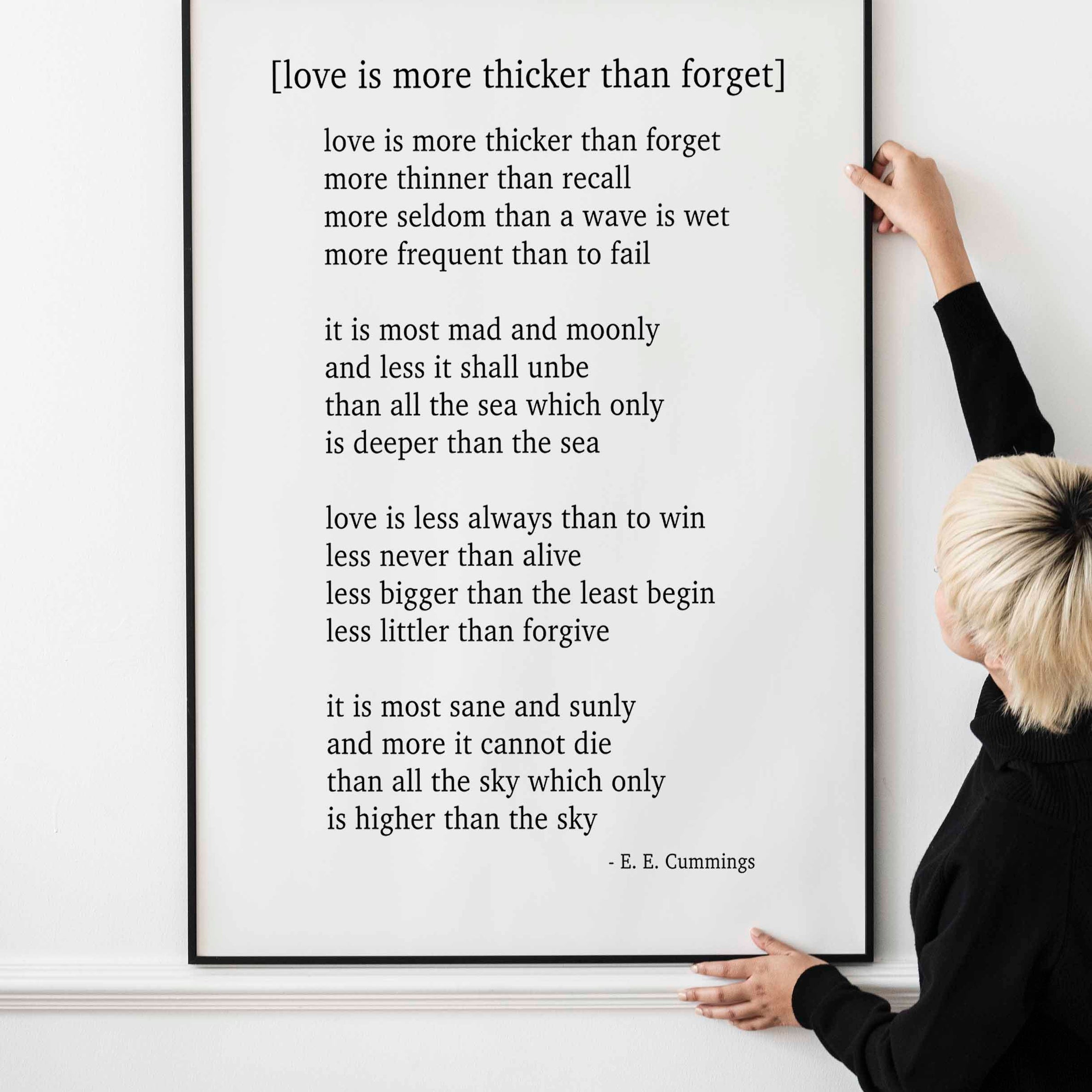 E. E. Cummings Love Poem Art Print Minimalist Literary Wall Art