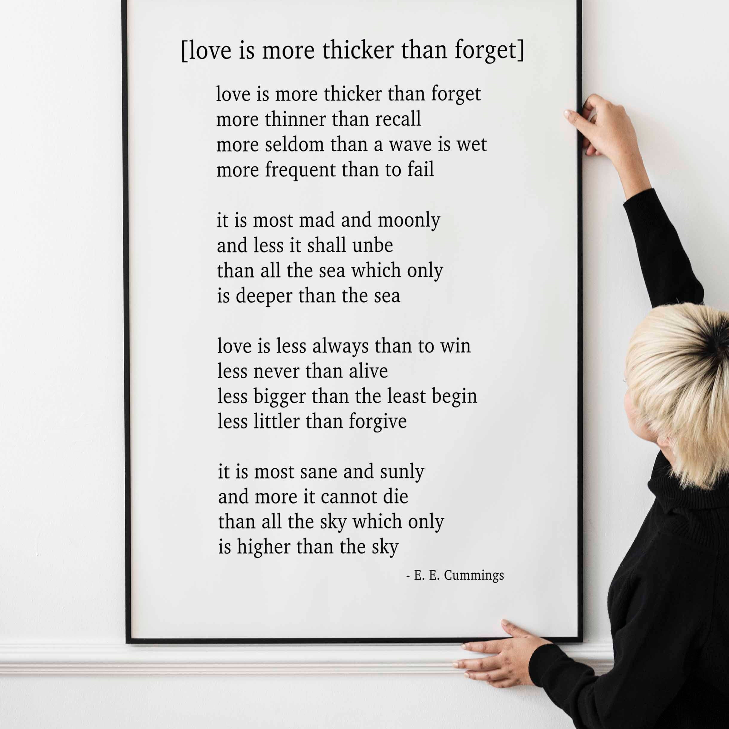 E. E. Cummings Love Poem Art Print Minimalist Literary Wall Art