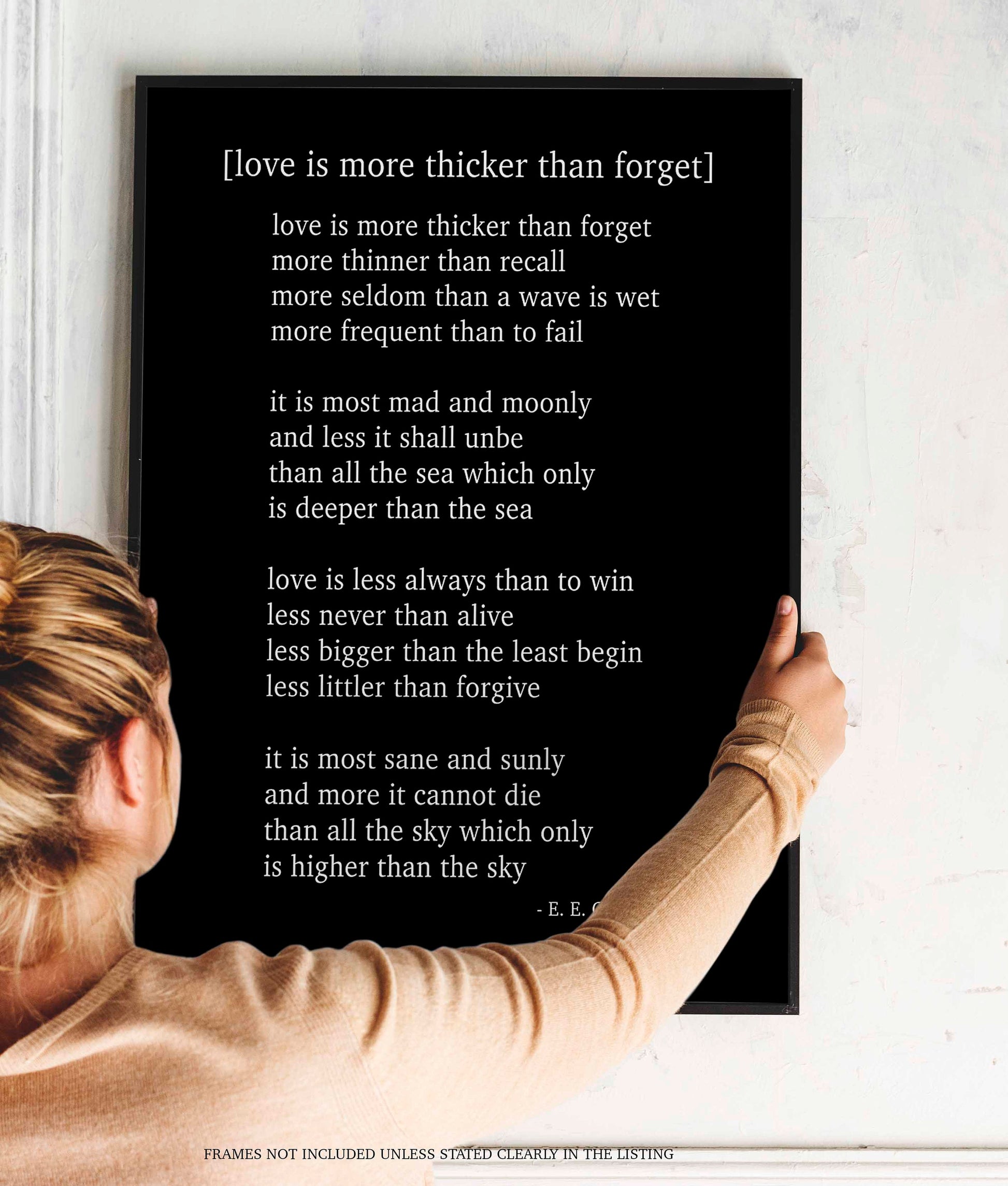 E. E. Cummings Love Poem Art Print Minimalist Literary Wall Art