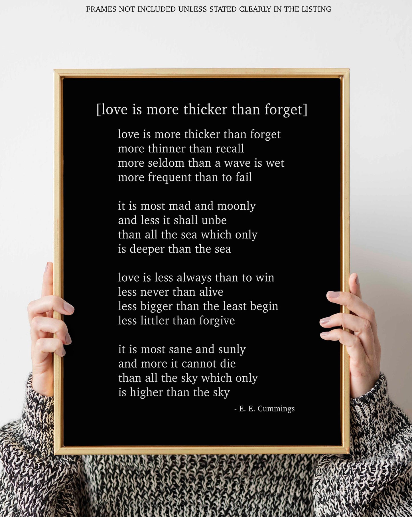 E. E. Cummings Love Poem Art Print Minimalist Literary Wall Art