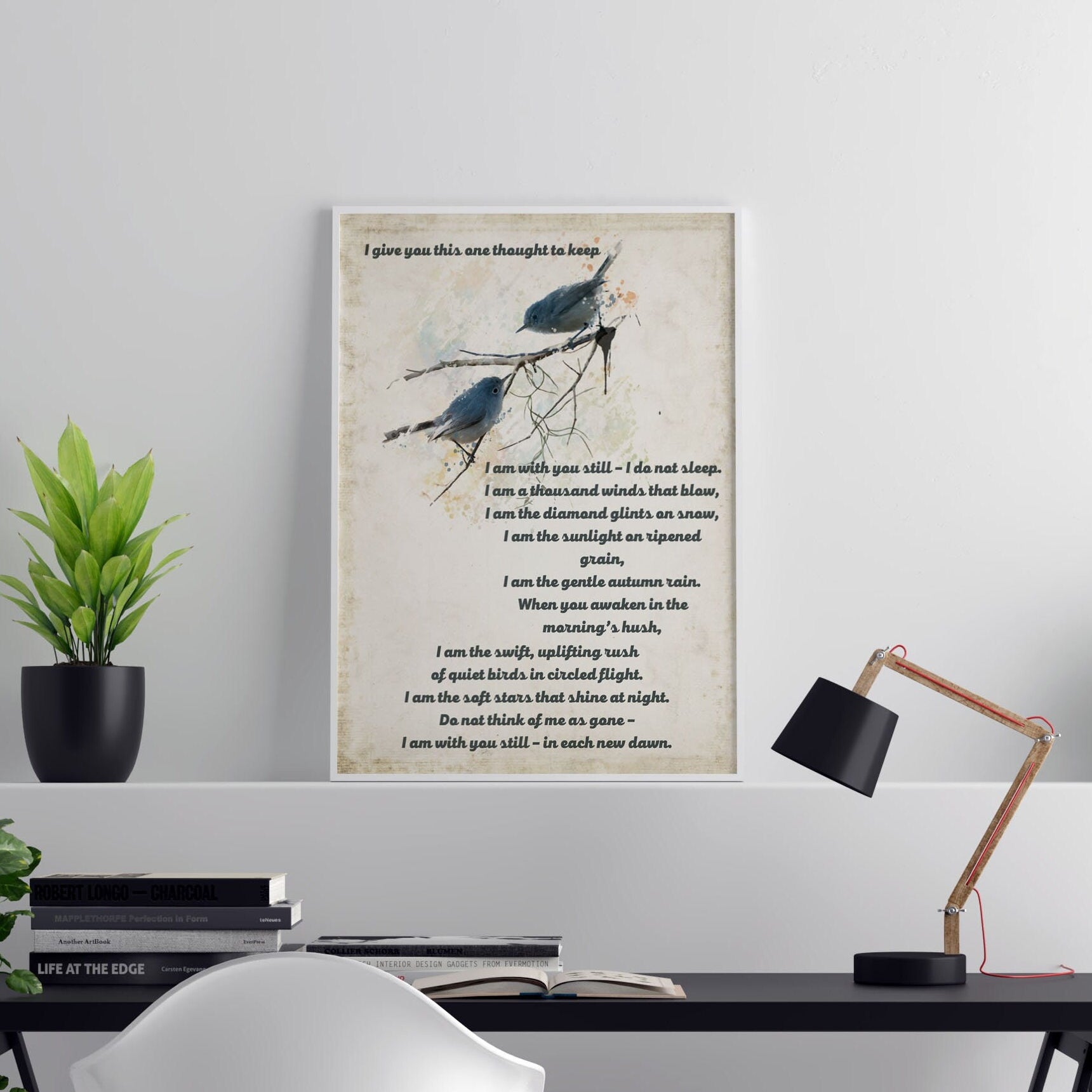 Native American Prayer, I Give You This One Thought To Keep Quote Print With Watercolor Birds