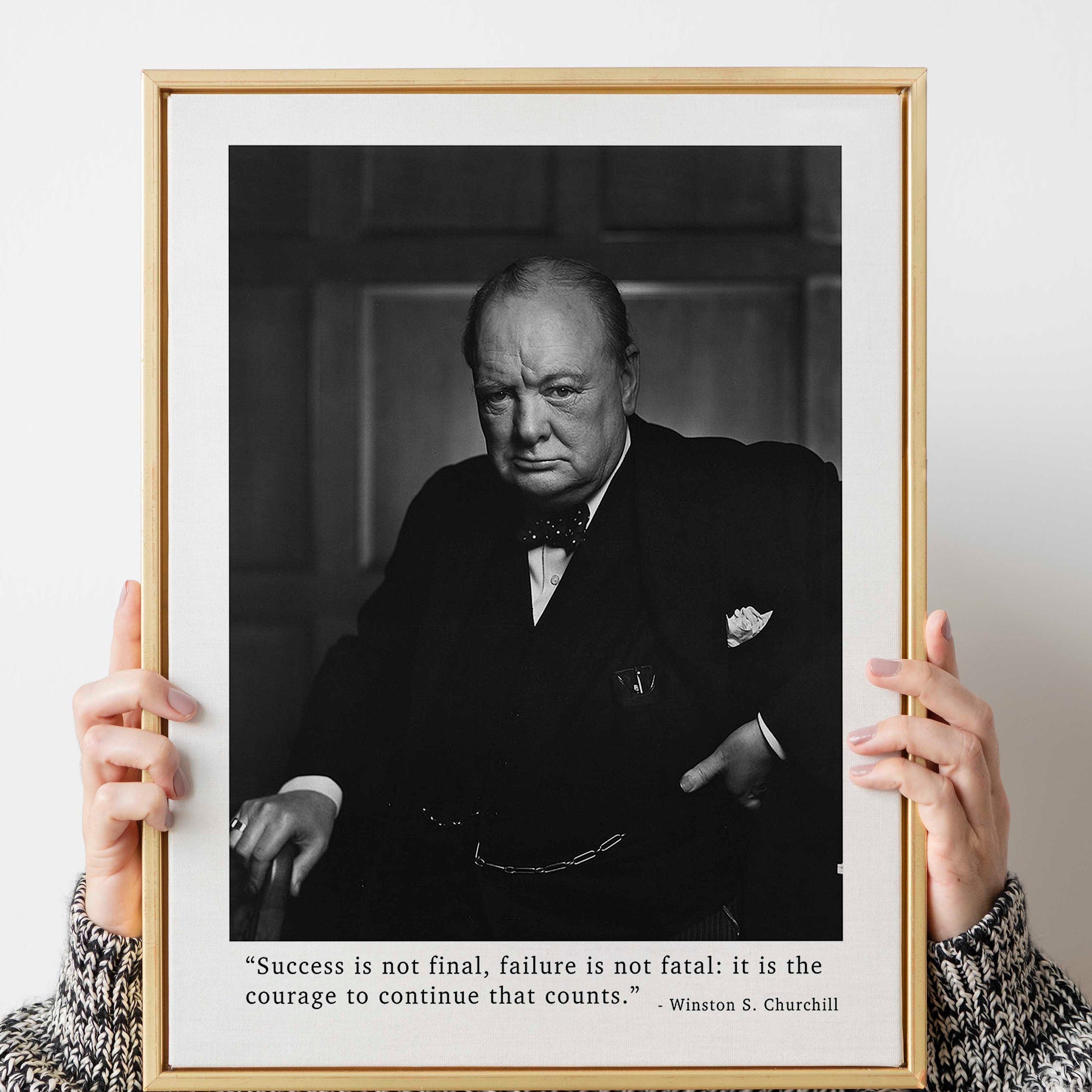 Winston Churchill Quote Print, Success Is Not Final, Failure Is Not Fatal Life Quote Modern Minimalist Art Inspirational