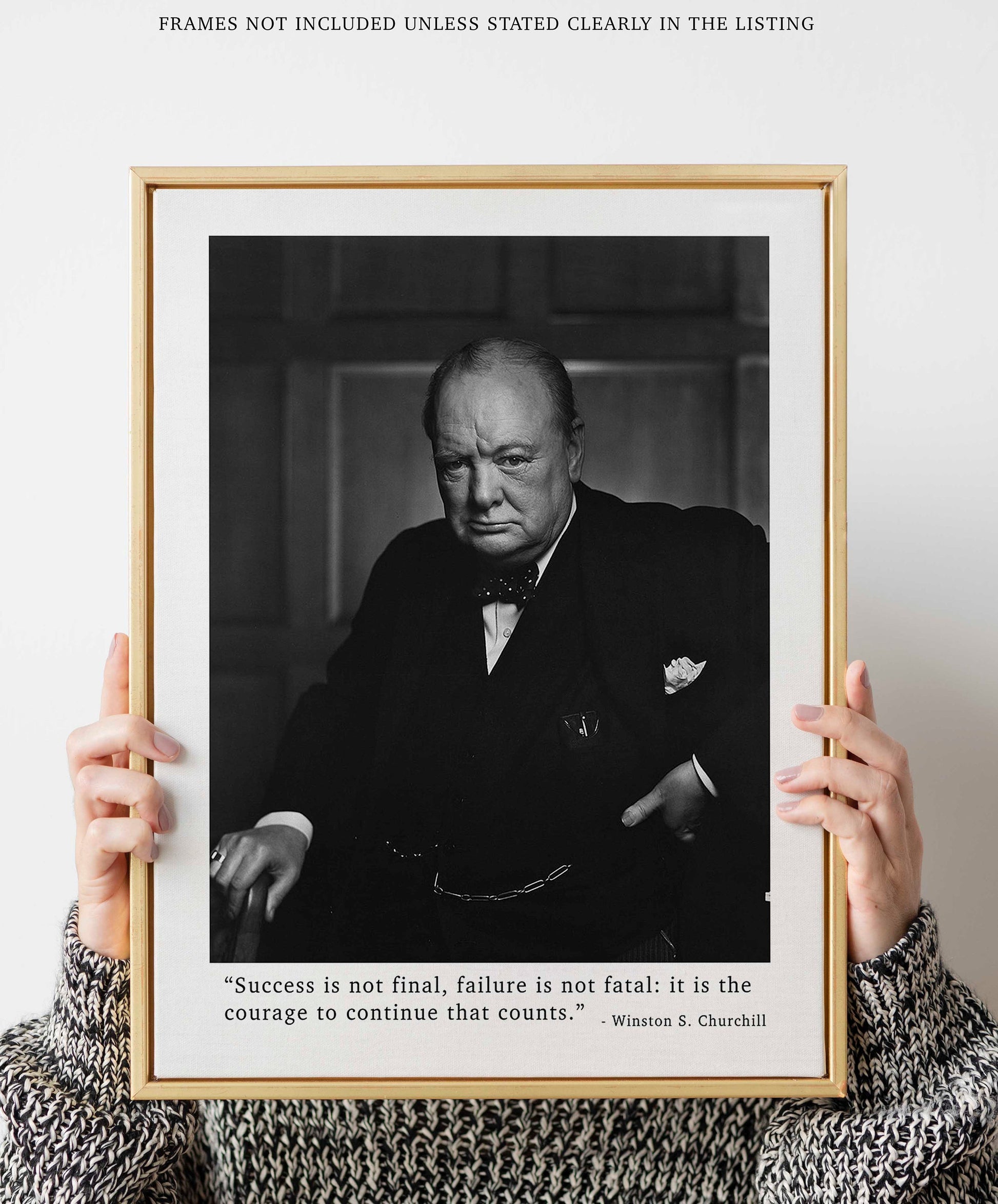 Winston Churchill Quote Print, Success Is Not Final, Failure Is Not Fatal Life Quote Modern Minimalist Art Inspirational