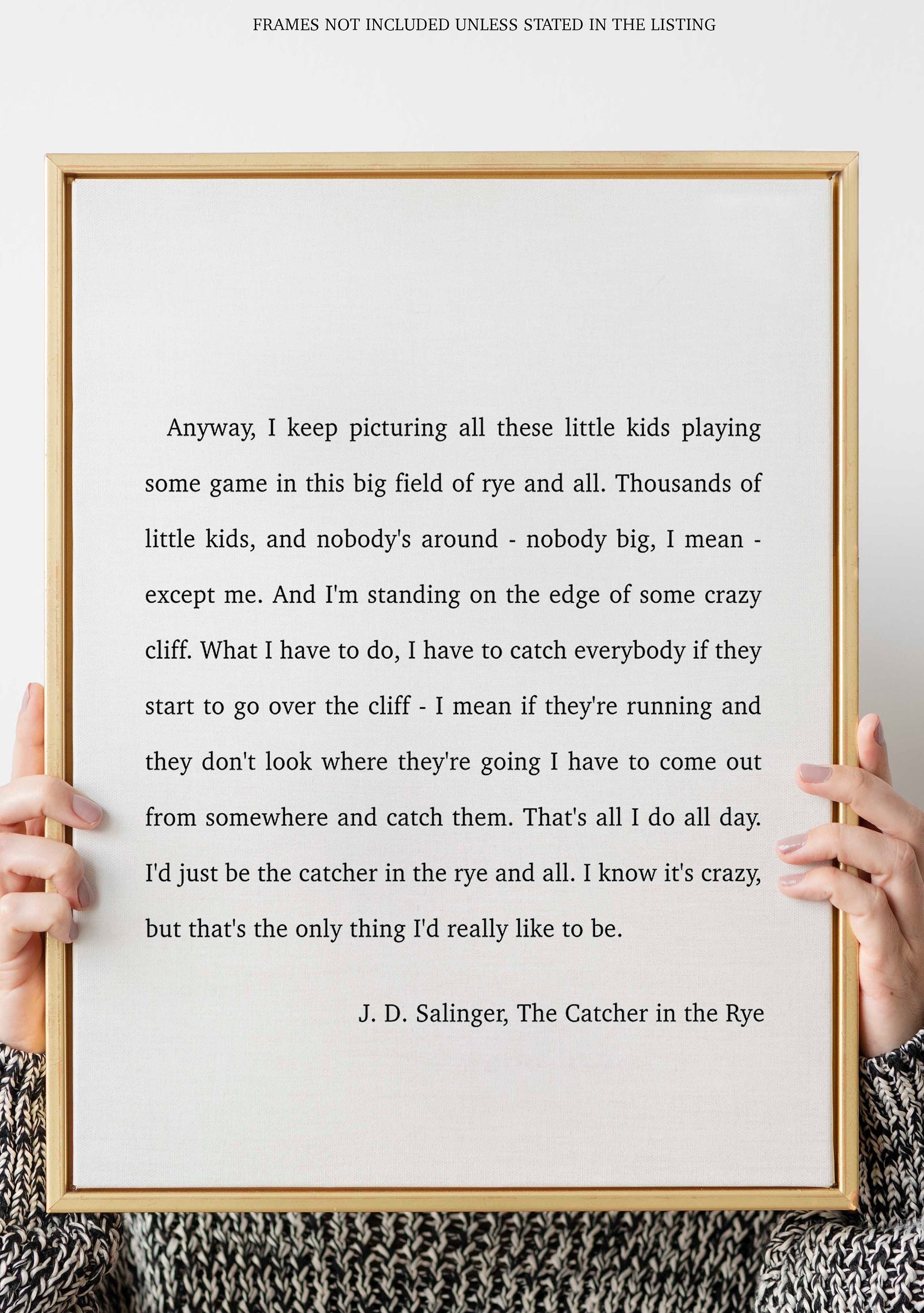 Catcher in the Rye J D Salinger Quote Print, Minimalist Wall Decor Wall Art Prints