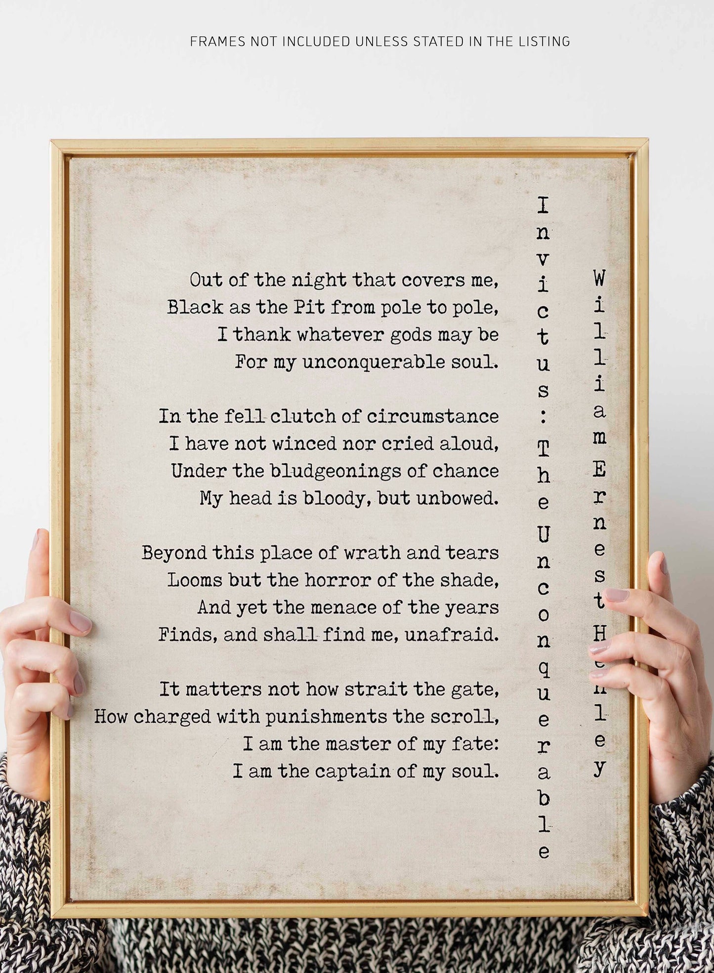 Invictus Print, I am the Master of my Fate Motivational Poster Inspiring Print