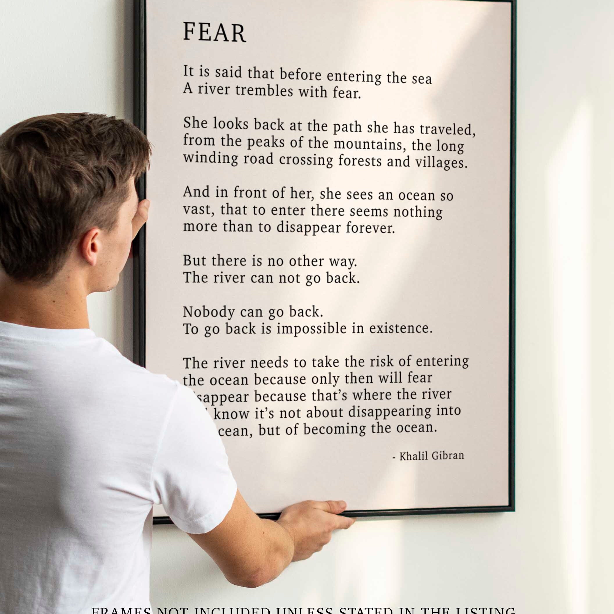 FEAR by KAHLIL GIBRAN Poem - Poetry Decor, Poem Print