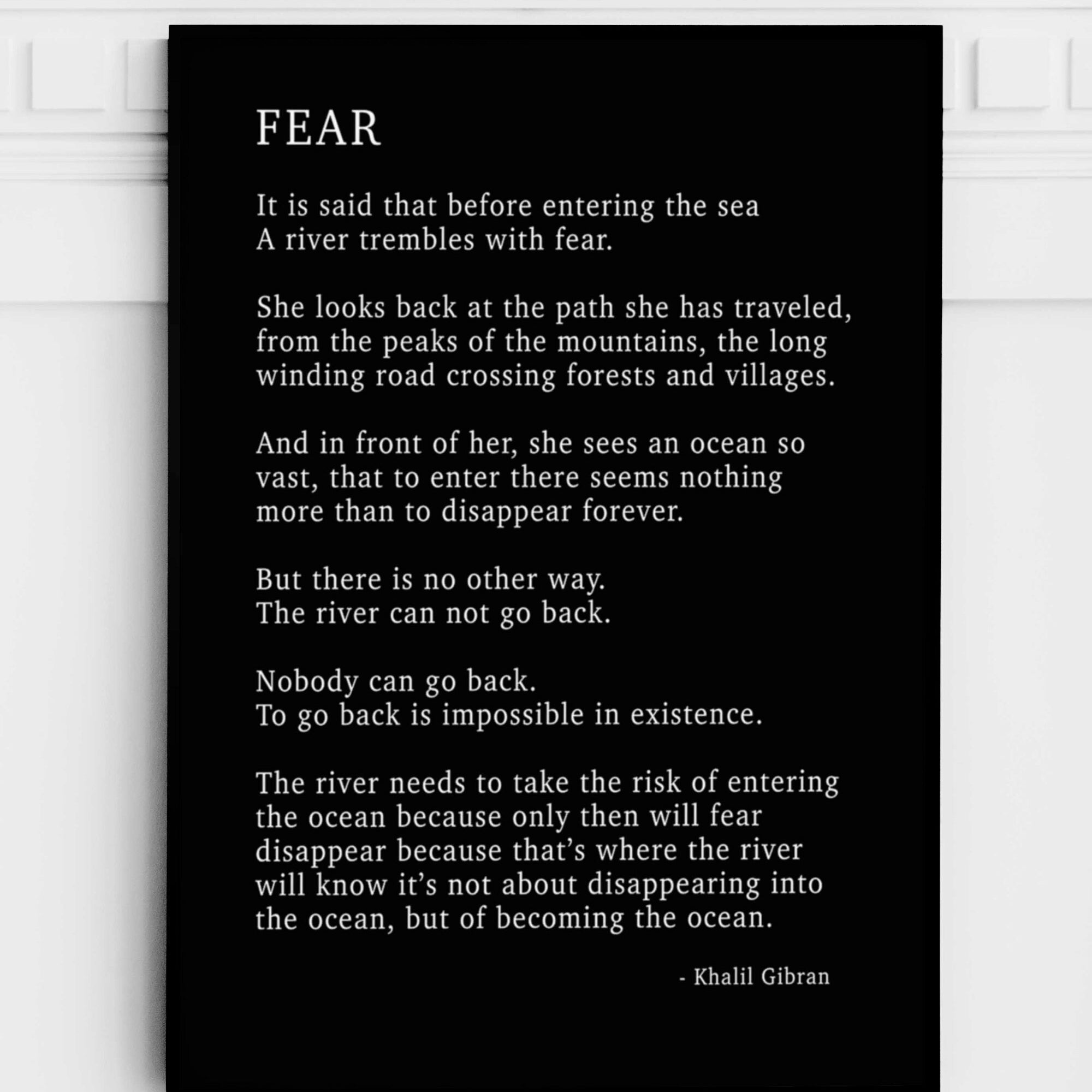 FEAR by KAHLIL GIBRAN Poem - Poetry Decor, Poem Print