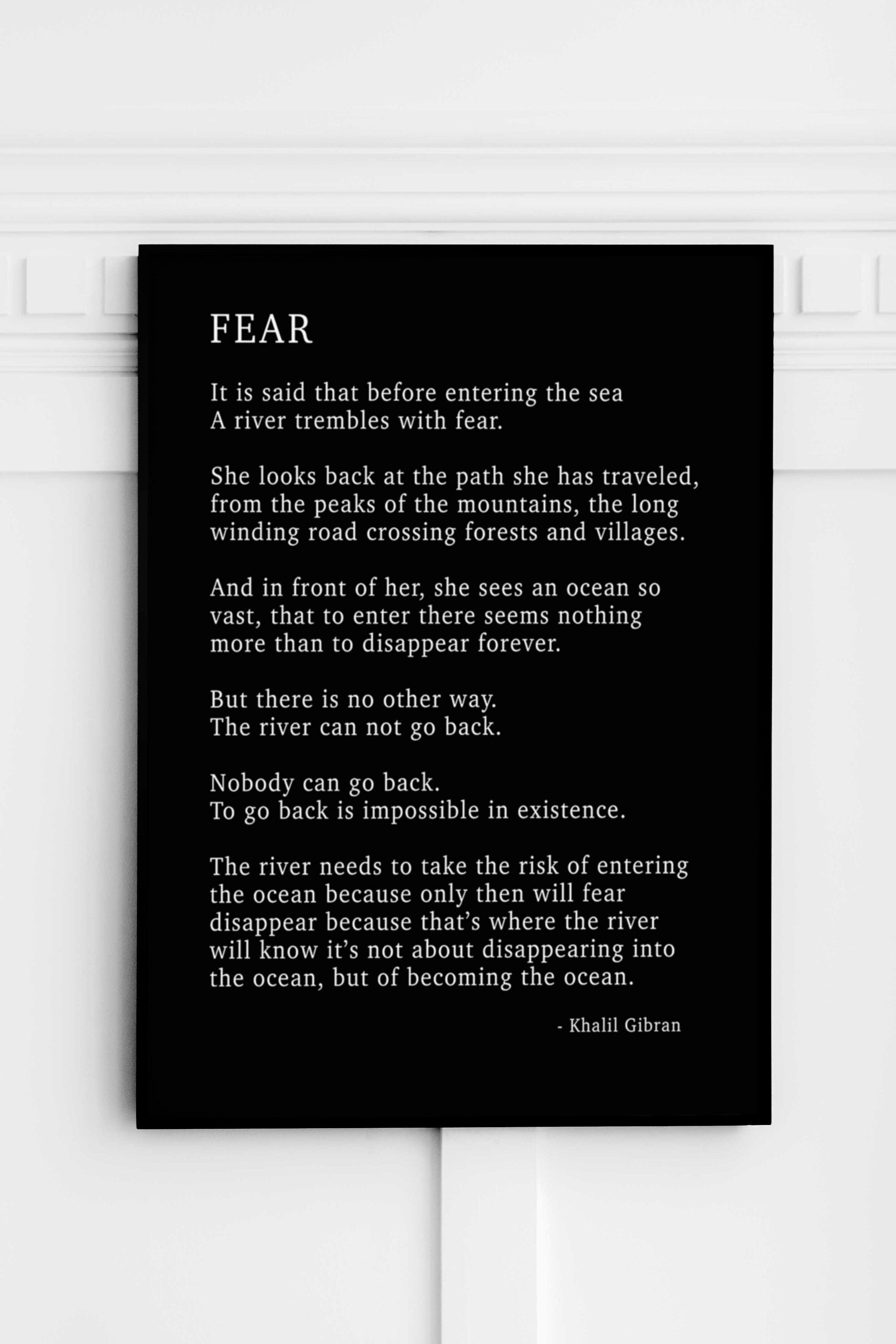 FEAR by KAHLIL GIBRAN Poem - Poetry Decor, Poem Print