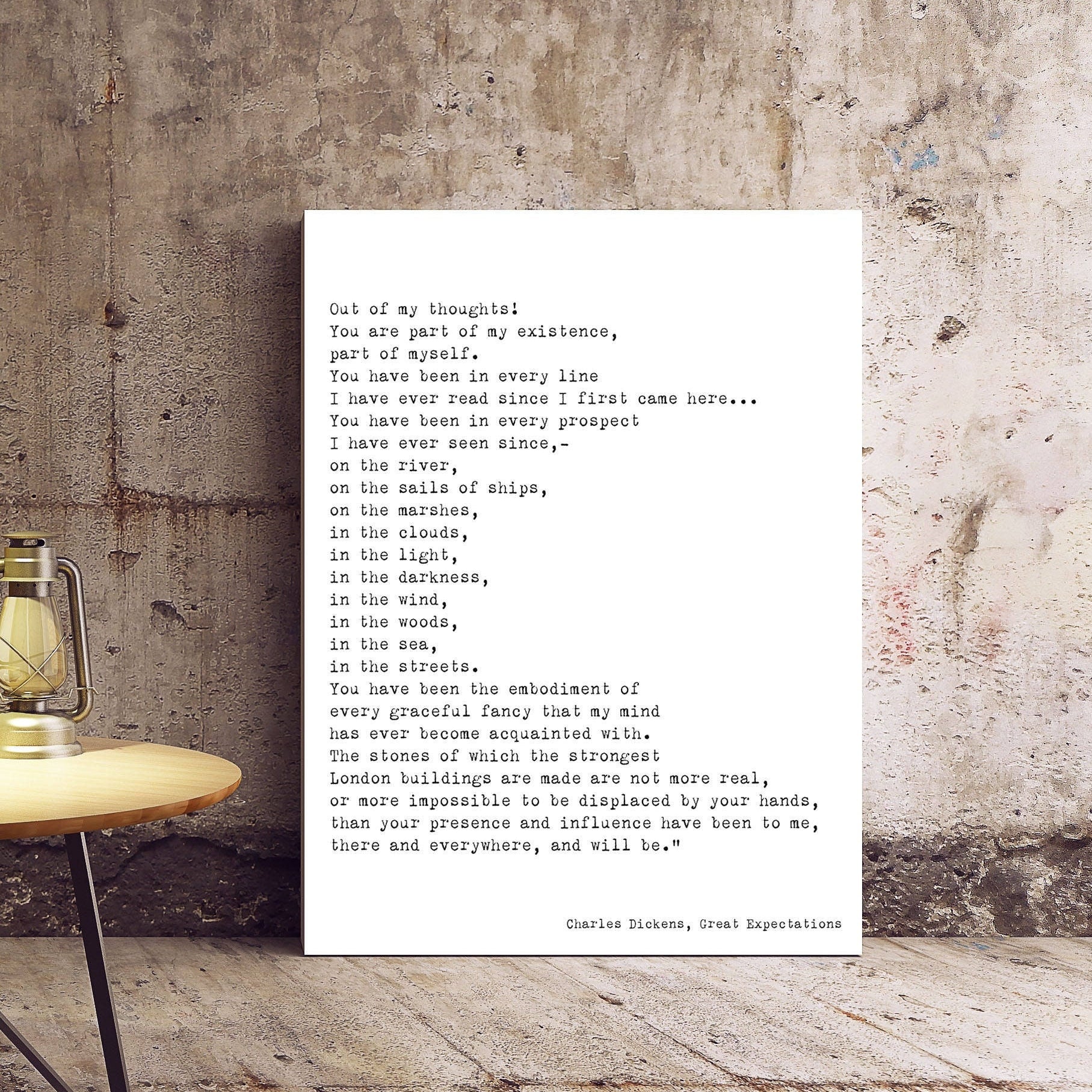 Charles Dickens Great Expectations Quote Print Black & White Art, Great Expectations Unframed and Framed Art Literary Gift