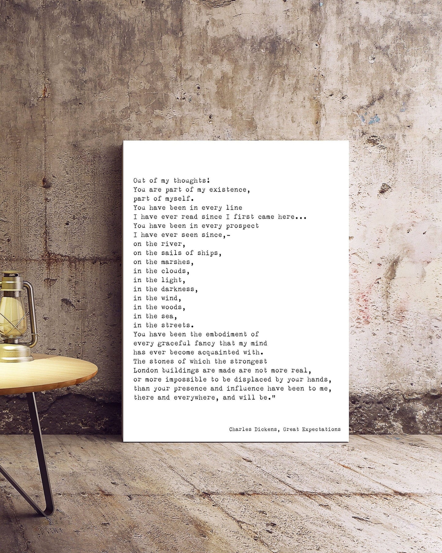 Charles Dickens Great Expectations Quote Print Black & White Art, Great Expectations Unframed and Framed Art Literary Gift