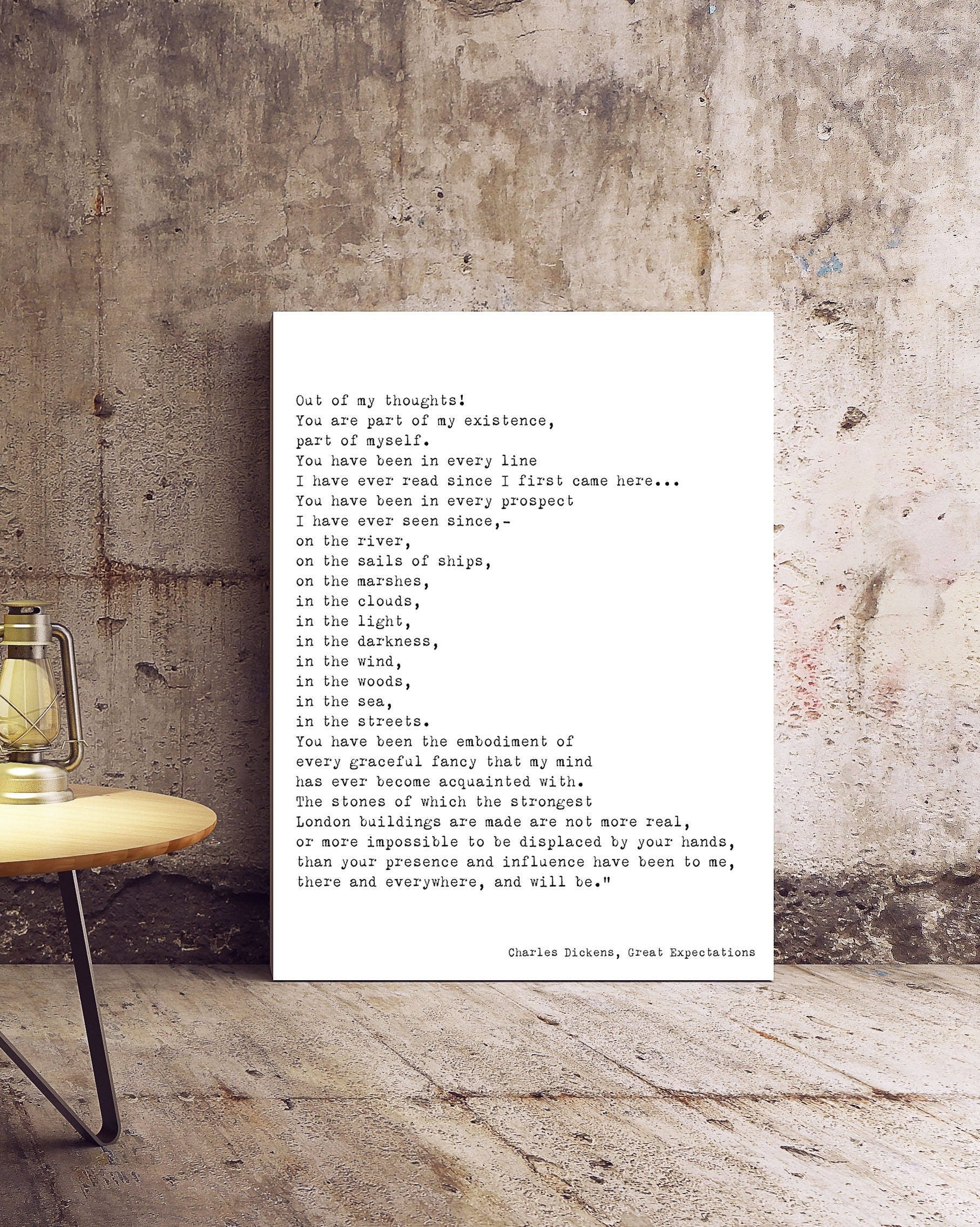 Charles Dickens Great Expectations Quote Print Black & White Art, Great Expectations Unframed and Framed Art Literary Gift