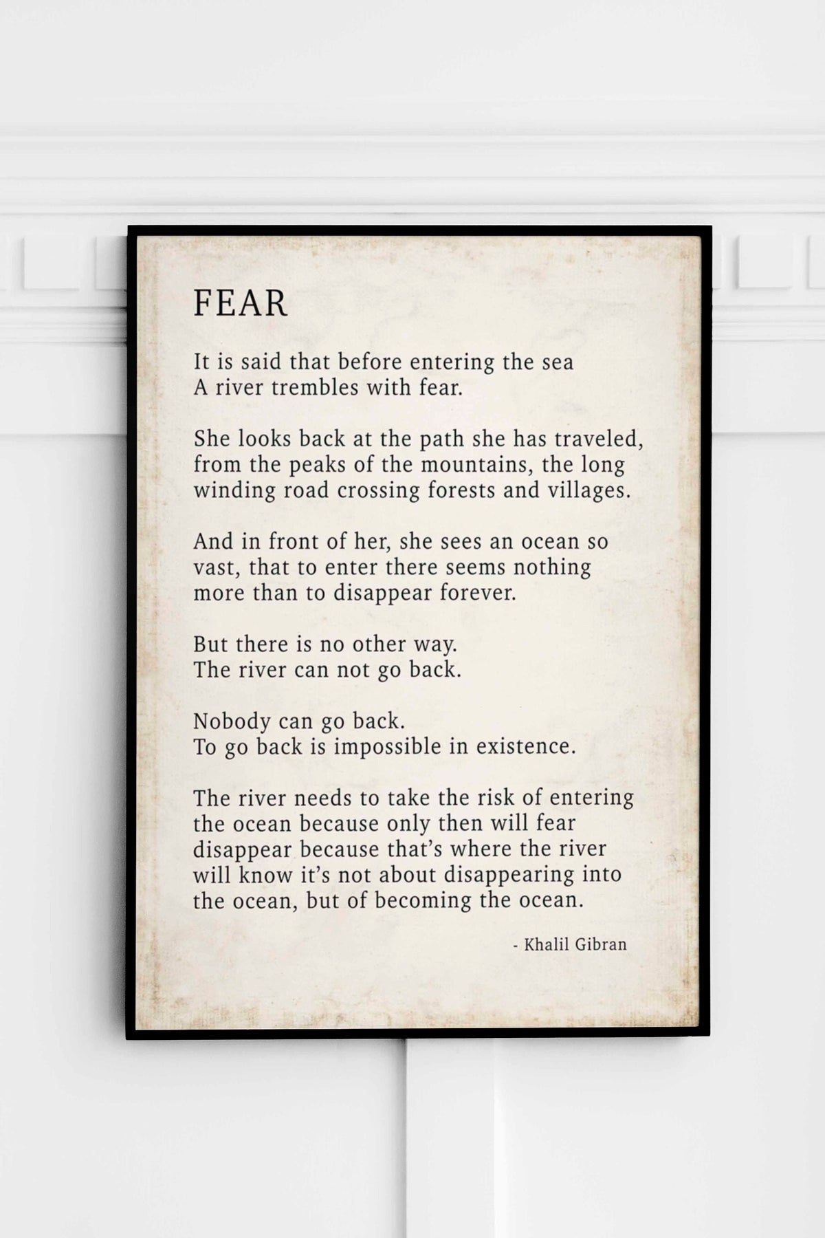 FEAR by KAHLIL GIBRAN Poem - Poetry Decor, Poem Print