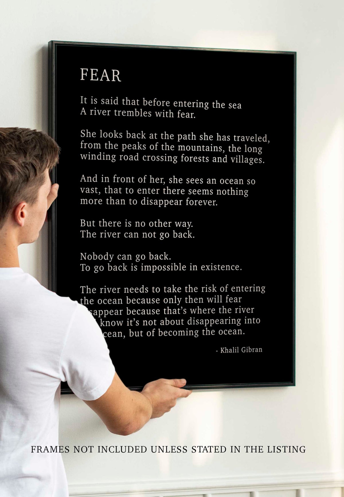 FEAR by KAHLIL GIBRAN Poem - Poetry Decor, Poem Print