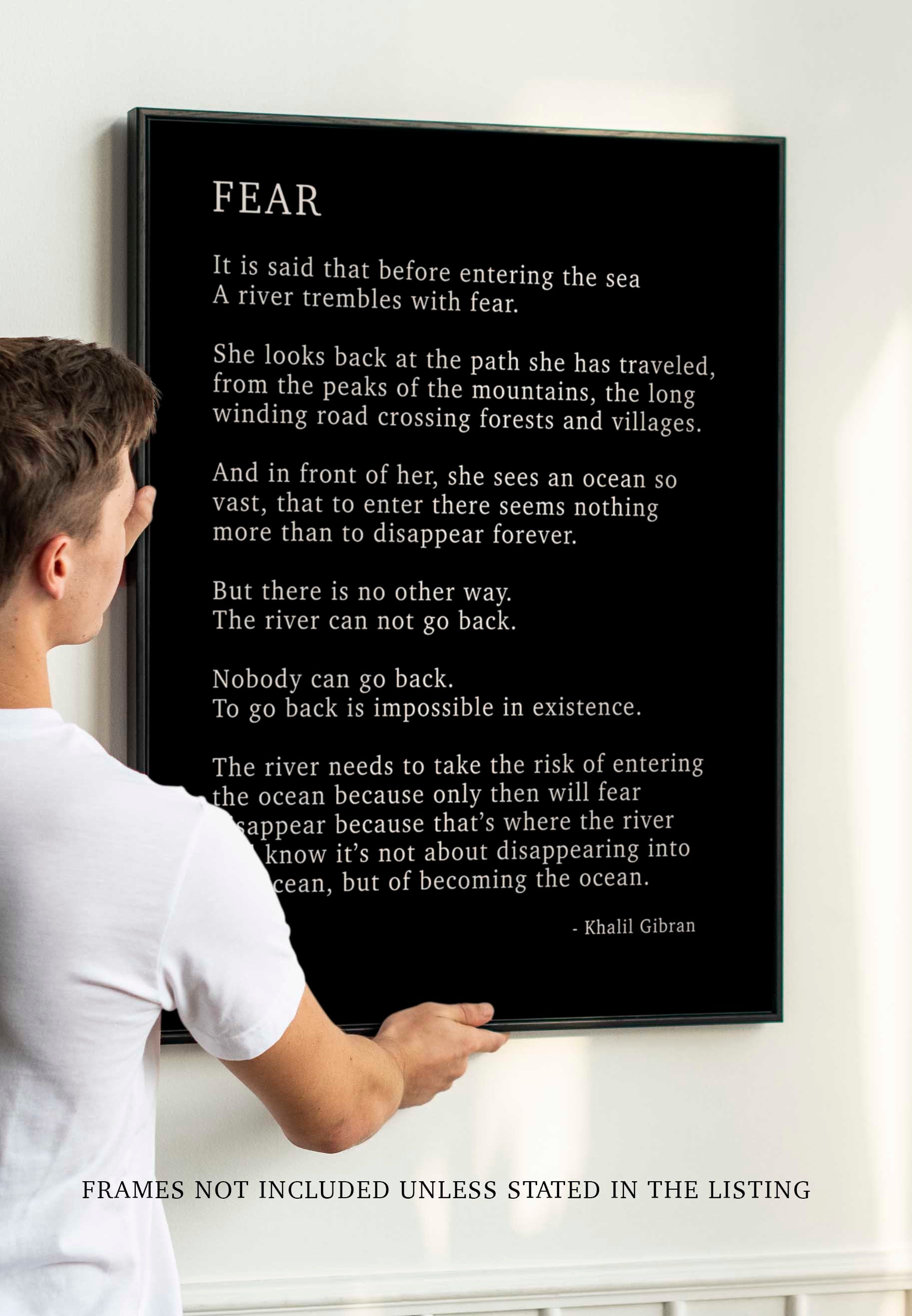 FEAR by KAHLIL GIBRAN Poem - Poetry Decor, Poem Print
