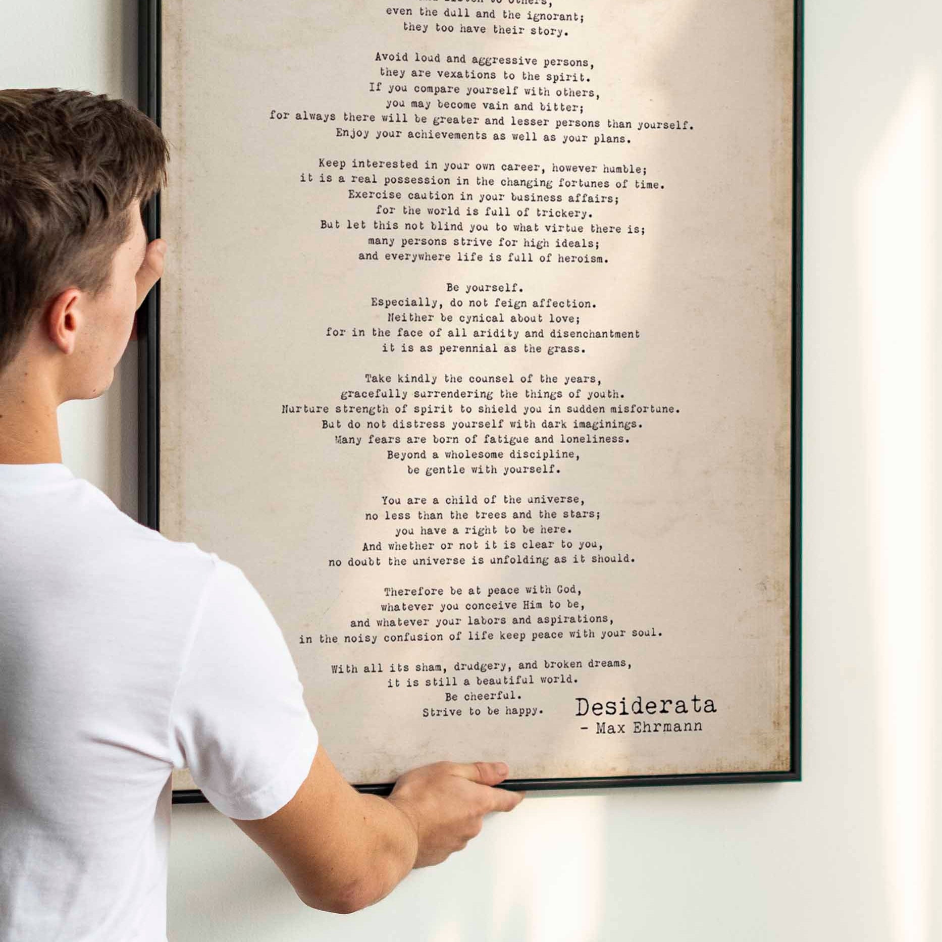 Poem Art Desiderata Print, Minimalist Poster