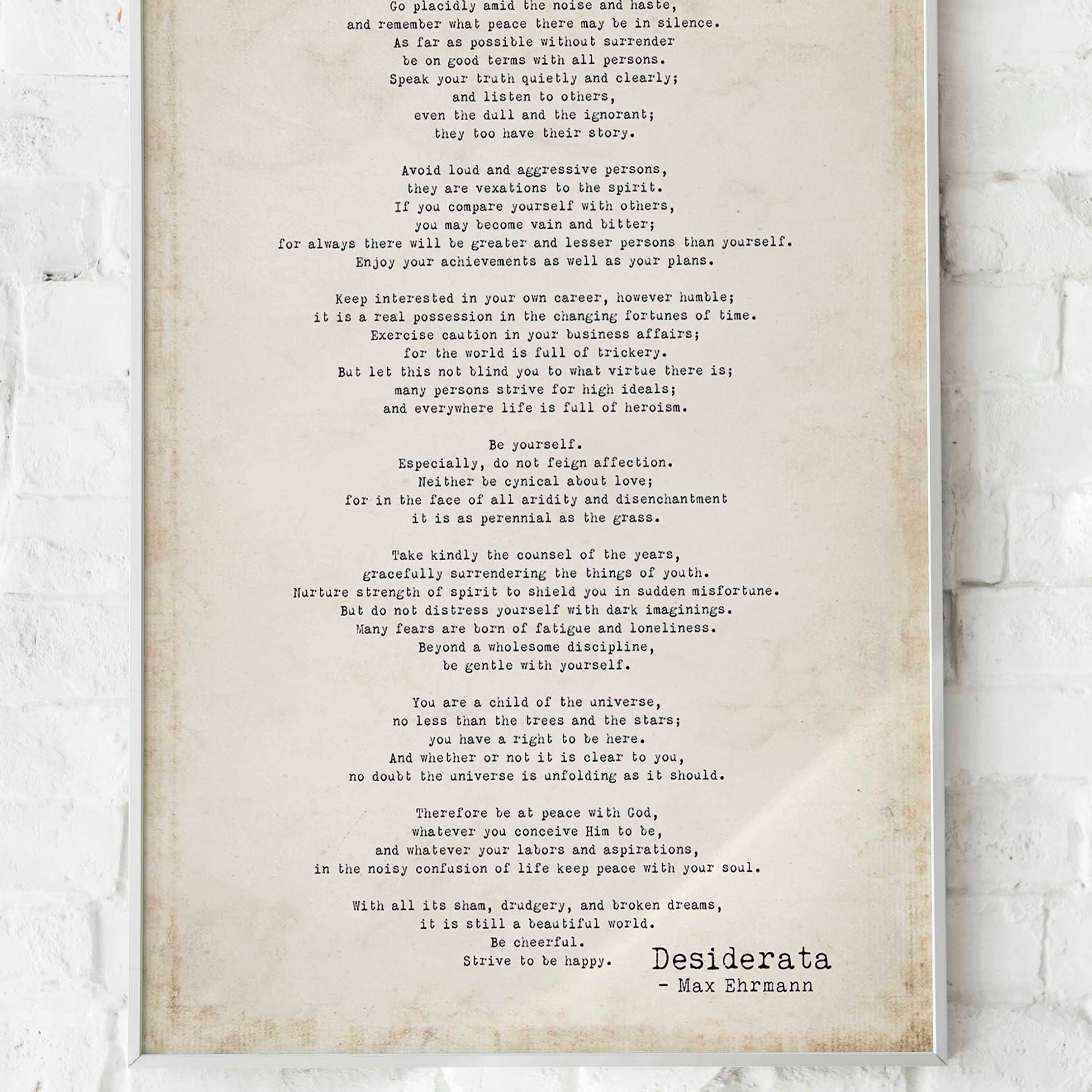 Desiderata Print Poem Typographic Poster Art - Max Ehrmann Motivational Literary Decor