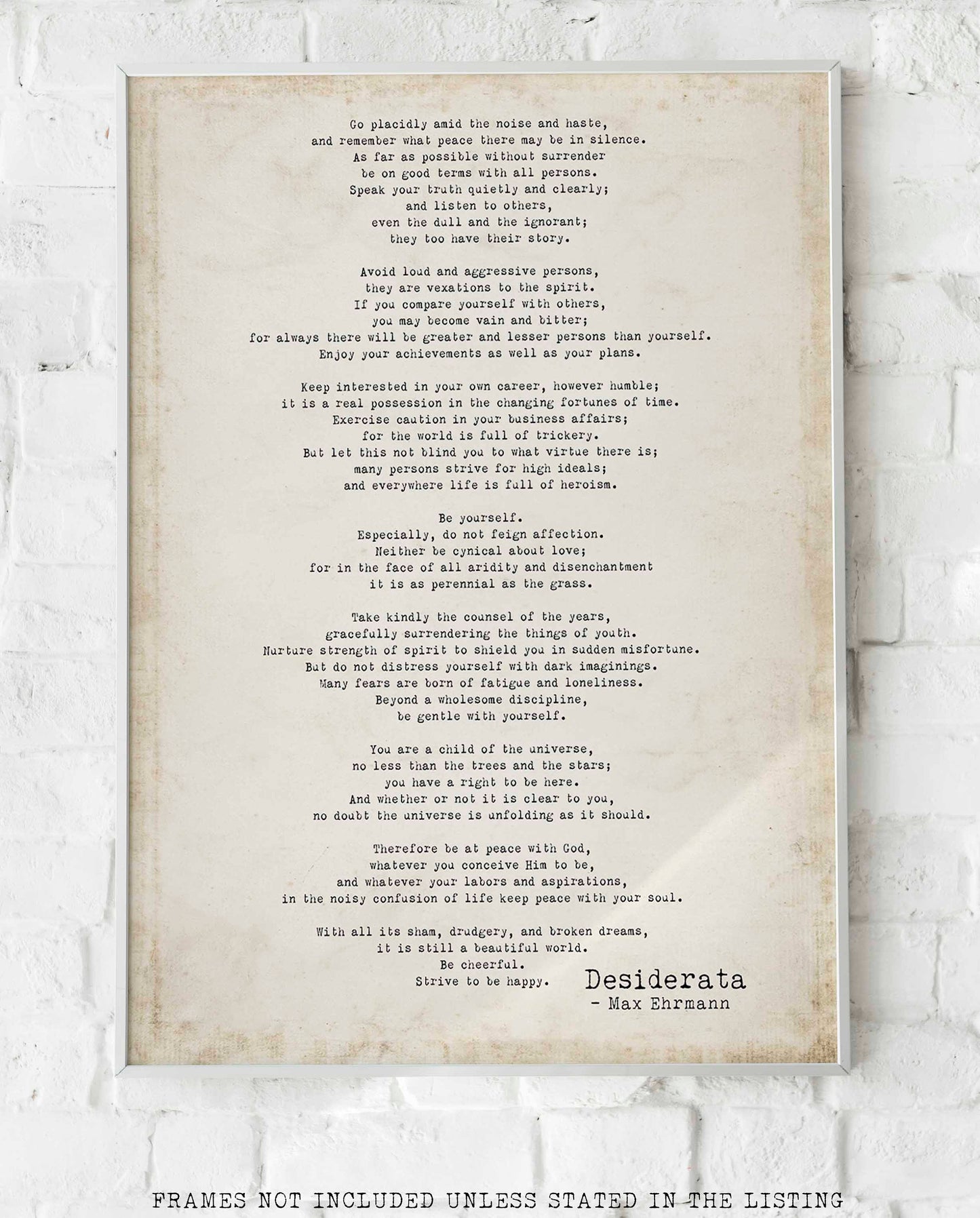 Desiderata Print Poem Typographic Poster Art - Max Ehrmann Motivational Literary Decor