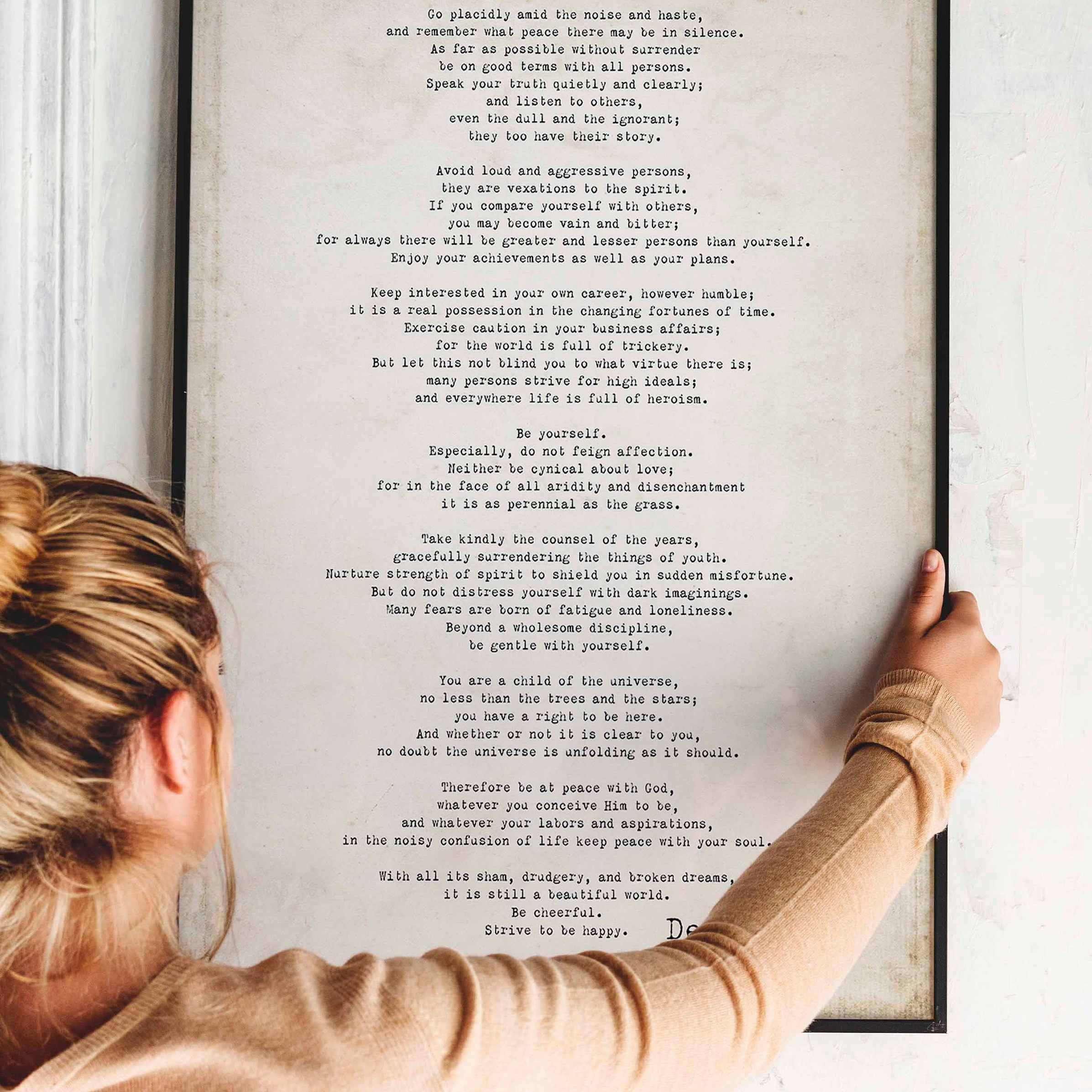 Poem Art Desiderata Print, Minimalist Poster
