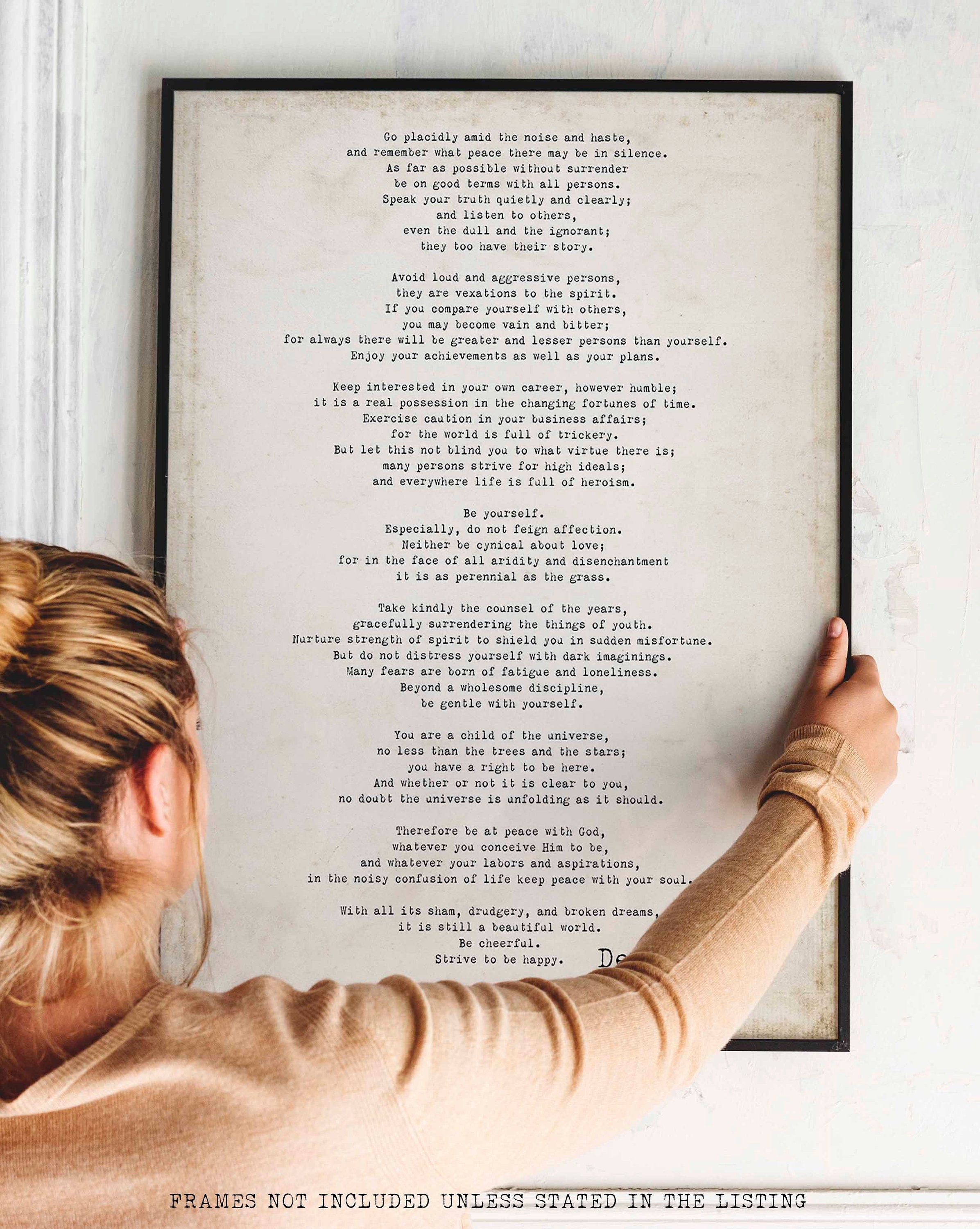 Poem Art Desiderata Print, Minimalist Poster