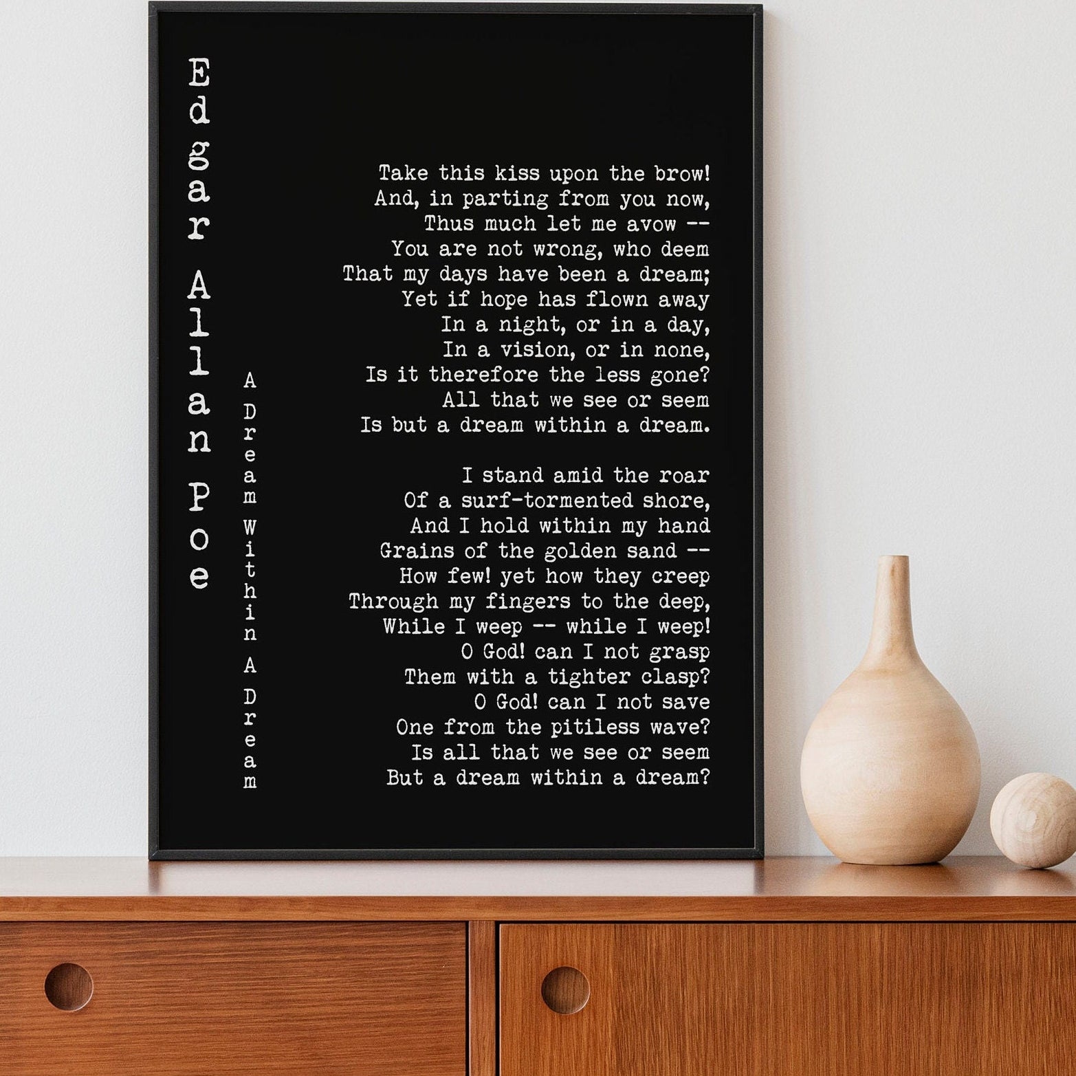 Edgar Allan Poe A Dream Within a Dream Quote Print, Classic Poetry Wall Art